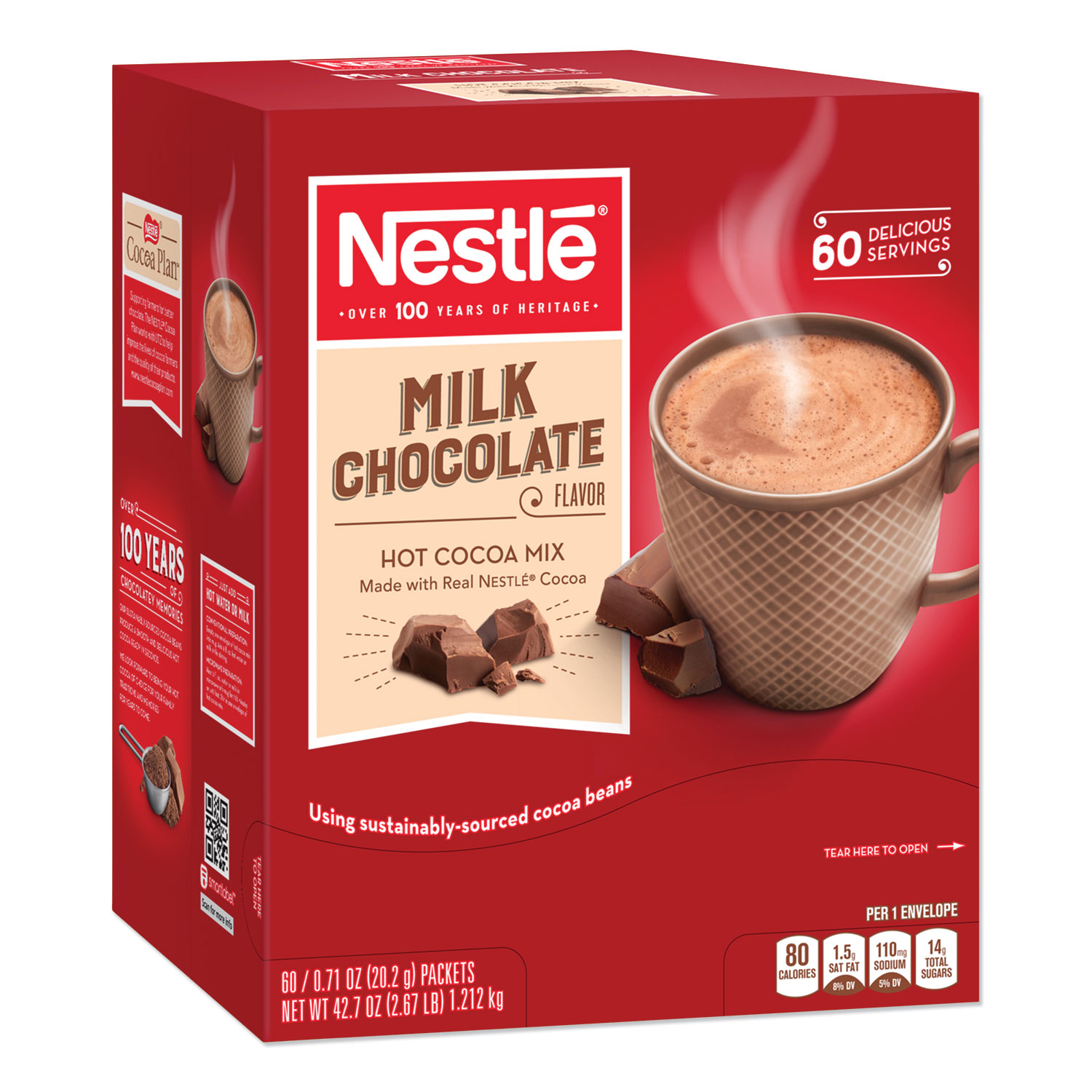 Nestlé® Hot Cocoa Mix, Milk Chocolate, 0.71 oz Packet, 60 Packets/Box