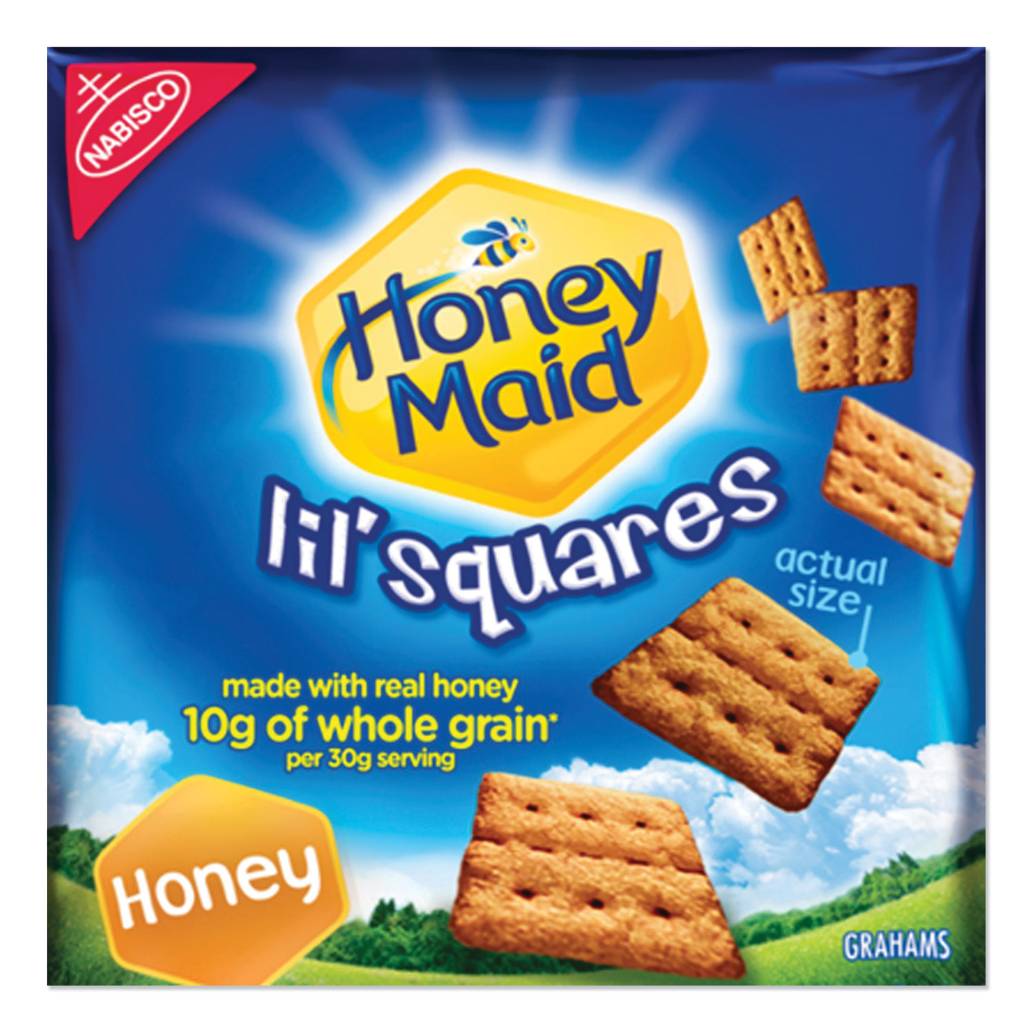  Nabisco MOZ001932000166 Honey Maid Lil' Squares Graham Crackers, Honey, 1.06 oz Bag, 72/Carton (NFG2051069) 