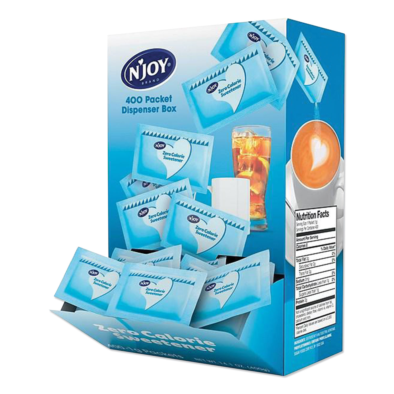  N'Joy 83219 Blue Aspartame Artificial Sweetener Packets, 0.04 oz Packet, 400 Packets/Box (NJO41678) 