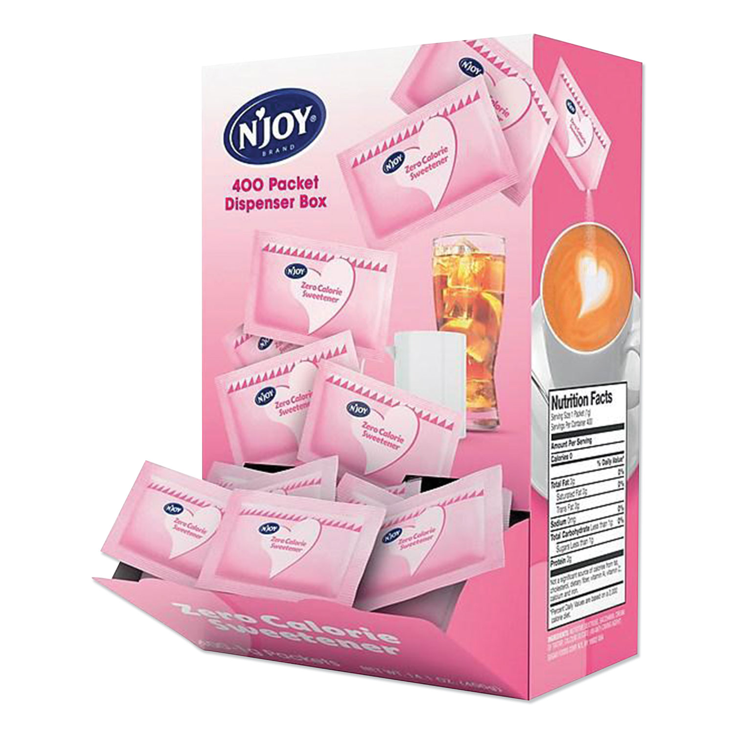 NJoy Pink Saccharin Artificial Sweetener Packets, 0.04 oz Packet, 400 Packets/Box