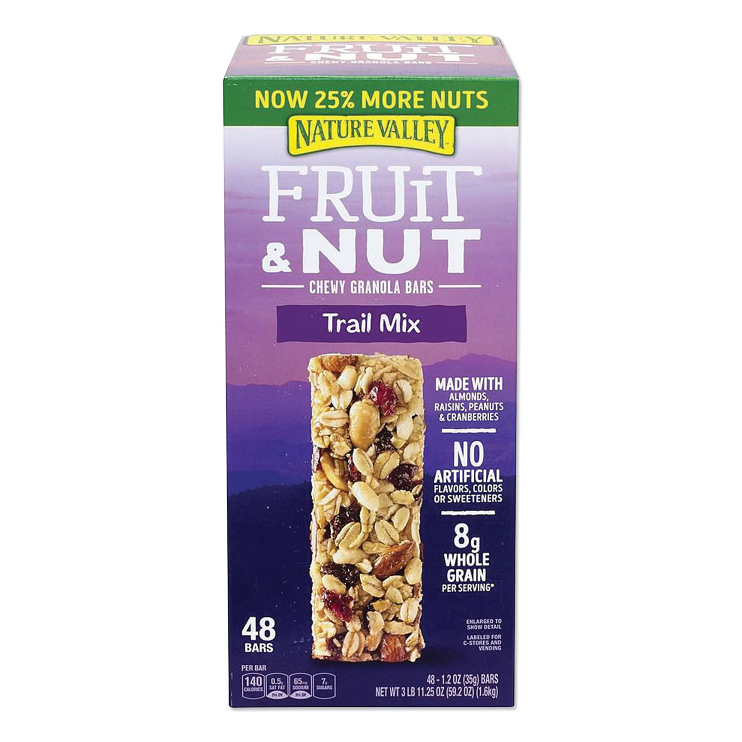 Nature Valley® Granola Bars, Chewy Fruit and Nut Trail Mix, 1.2 oz Pouch, 48/Box