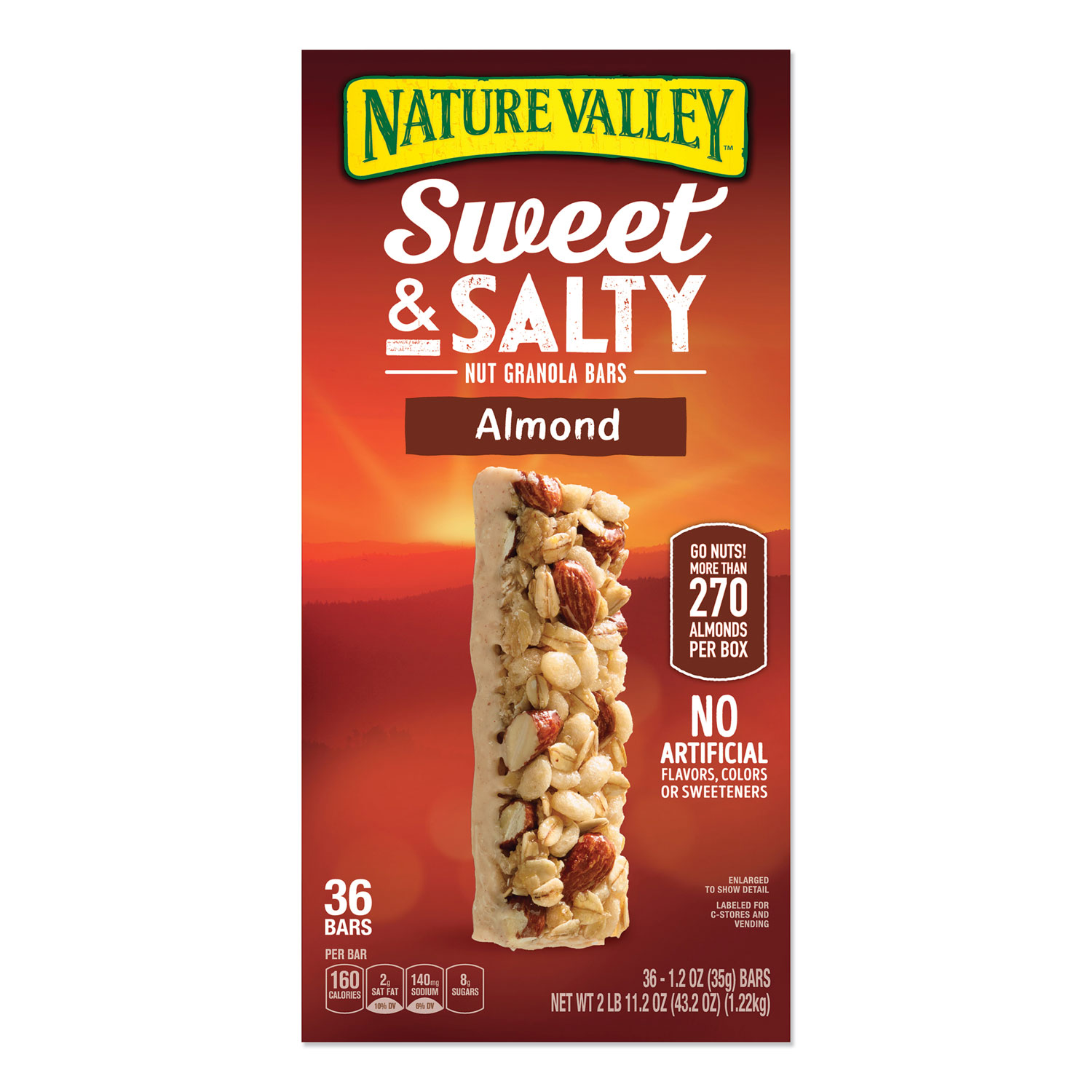  Nature Valley GEM10413 Granola Bars, Sweet and Salty Almond, 1.2 oz Pouch, 36/Box (NVL24387776) 