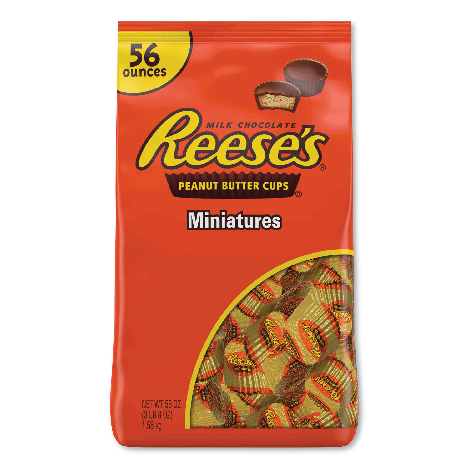  Reese's HEC44923 Peanut Butter Cups Miniatures, Milk Chocolate, 56 oz Bag (REE183796) 
