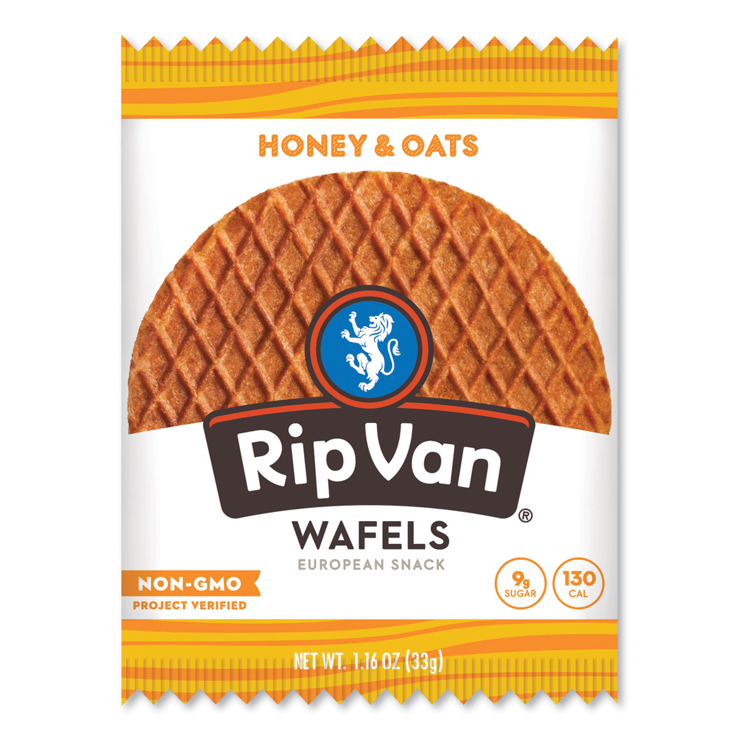  Rip Van RVW00336 Wafels - Single Serve, Honey and Oats, 1.16 oz Pack, 12/Box (RVW24307171) 