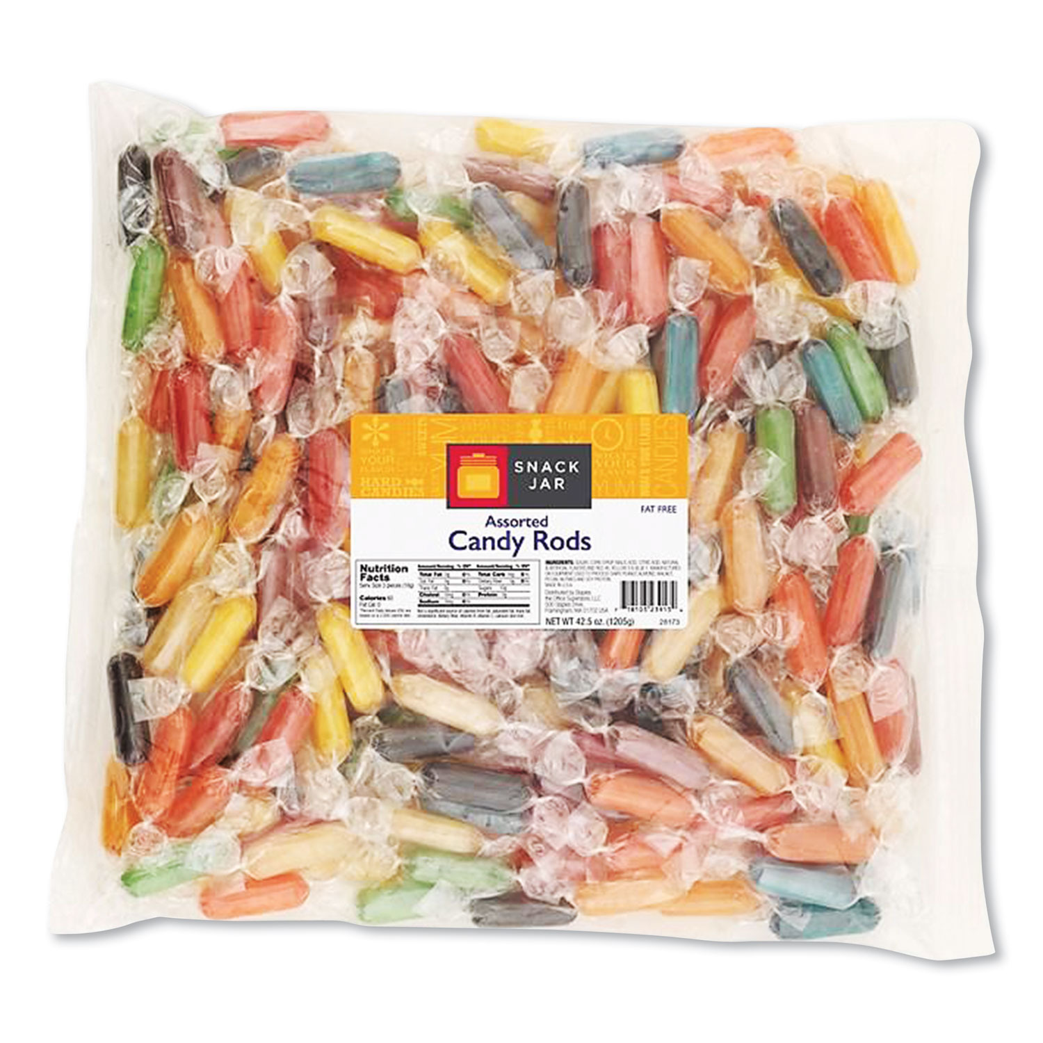  Snack Jar YPR23913 Mini Hard Candy Rods, Assorted, 2.7 lb Bag, Approximately 65 Pieces (SJR1680286) 