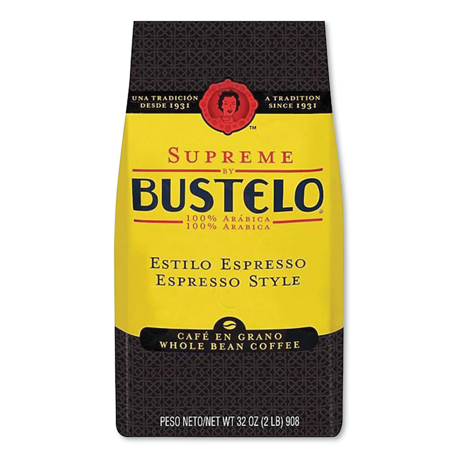  Café Bustelo SMU01800 Supreme Espresso-Style Whole Bean Coffee, Dark Roast, 2 lb Bag (SMU2071485) 