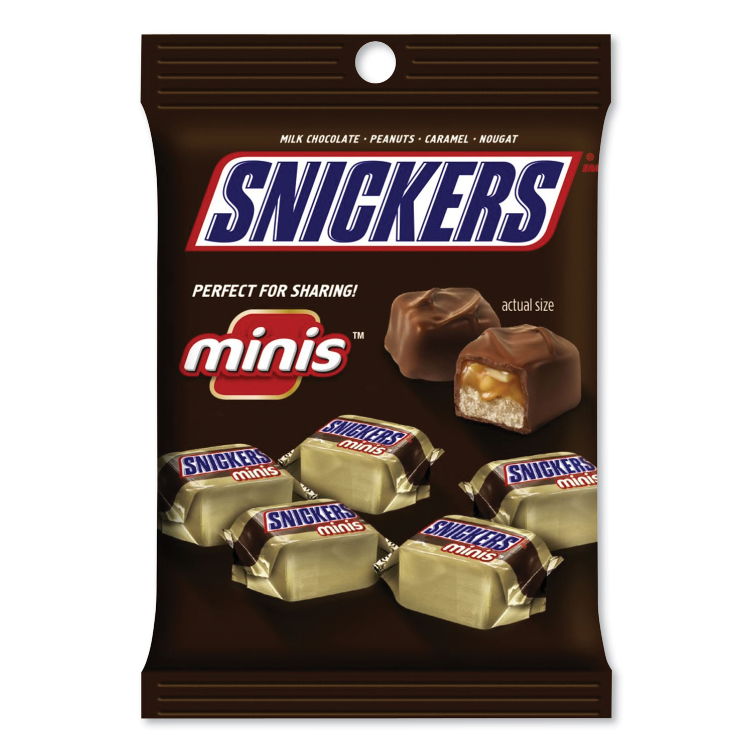  Snickers MMM01502 Minis Size Chocolate Bars, Milk Chocolate, 4.4 oz Pack, 12 Packs/Carton (SNI903939) 
