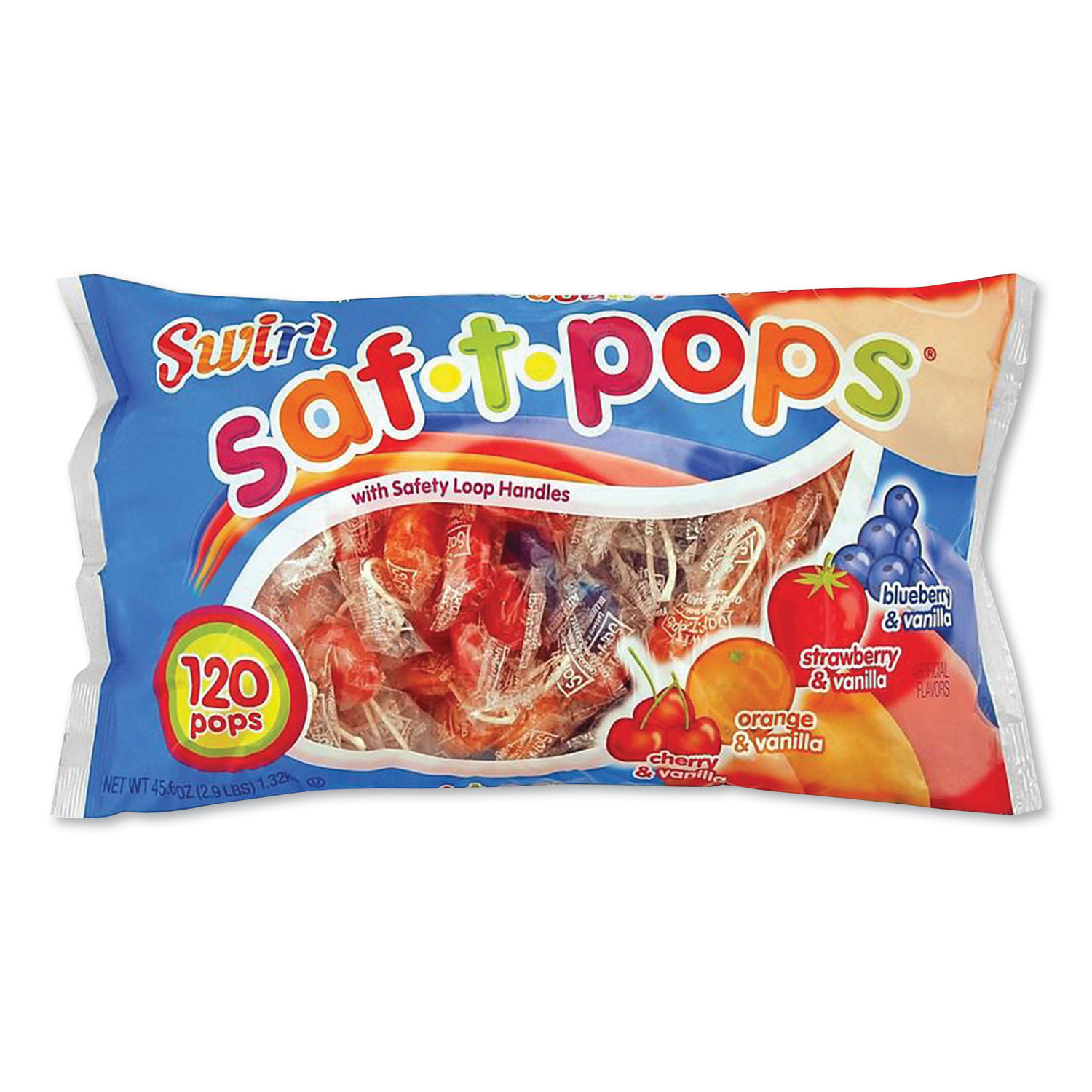  Saf-T-Pops SPN00181 Saf-T-Pops, Assorted, Individually Wrapped, 45.6 oz, 120/Box (SPA199145) 