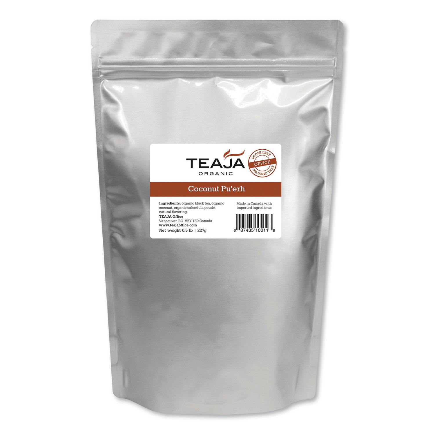 Teaja® Organic Loose-Leaf Tea, Coconut Puerh, 1.76 oz Package