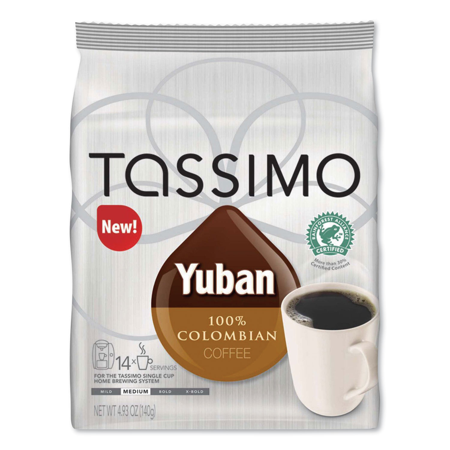  Yuban 04520 Tassimo Coffee T-Discs, 100% Colombian, 4.93 oz T-Disc, 14/Box (YUB48260) 