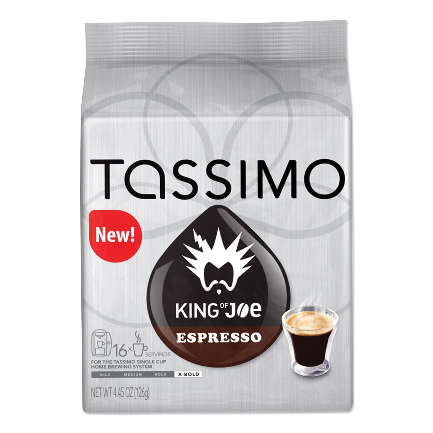  Tassimo 05032 King of Joe Coffee T-Discs, Espresso, 4.45 oz T-Disc, 16/Box (KRF184487) 