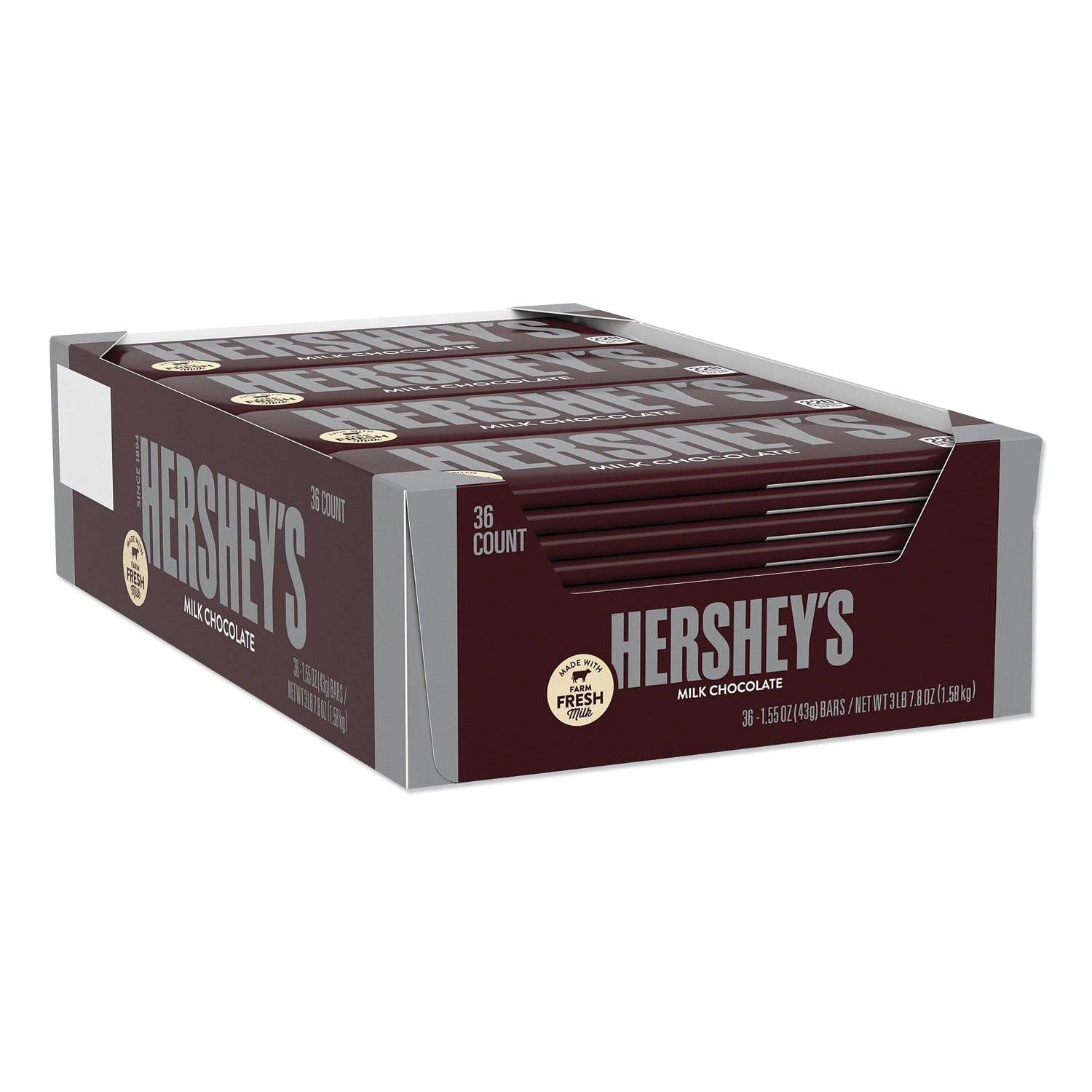  Hershey's HEC24000 Chocolate Bars, Milk Chocolate, 55.8 oz, 36/Box (HRS779136) 