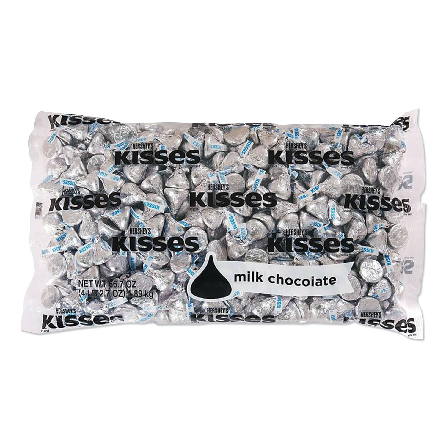  Hershey's HEC33458 KISSES, Milk Chocolate, Silver Wrappers, 66.7 oz Bag (HRS1504286) 