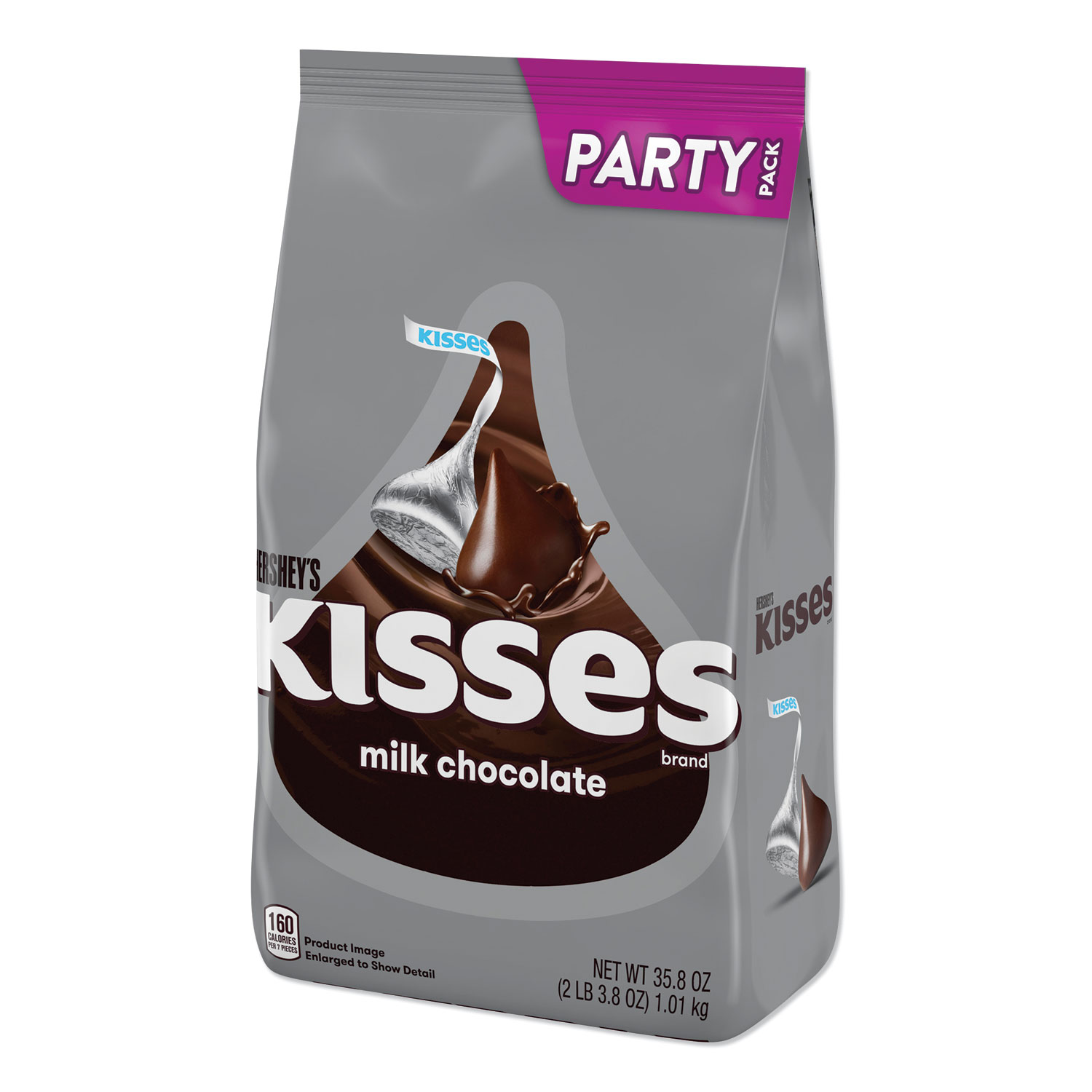  Hershey's HEC13480 KISSES, Milk Chocolate, Silver Wrappers, 35.8 oz Bag (HRS2411695) 