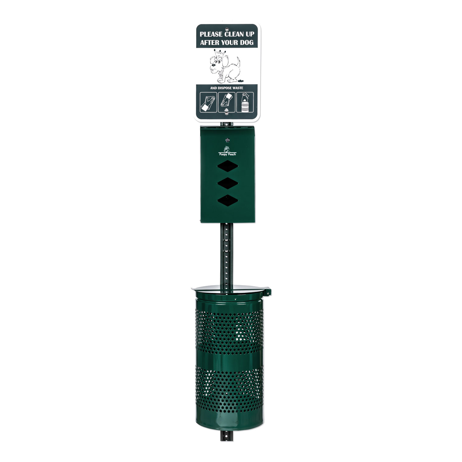  Poopy Pouch PP-SD-01-3R200 Monarch Pet Waste Station, 12 x 14 x 96, Hunter Green (CWDPPSD013R200) 