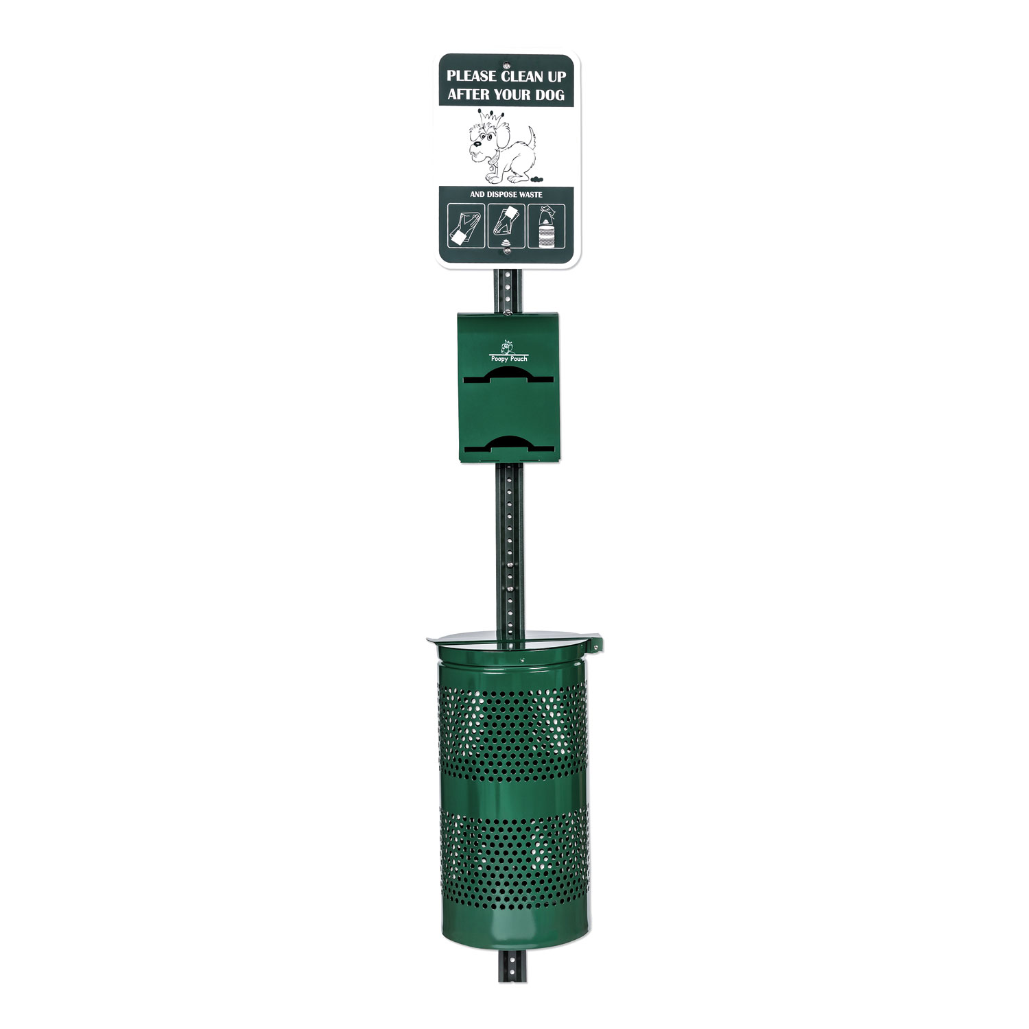  Poopy Pouch PP-SD-01-2R400 Imperial Pet Waste Station, 12 x 14 x 96, Hunter Green (CWDPPSD012R400) 