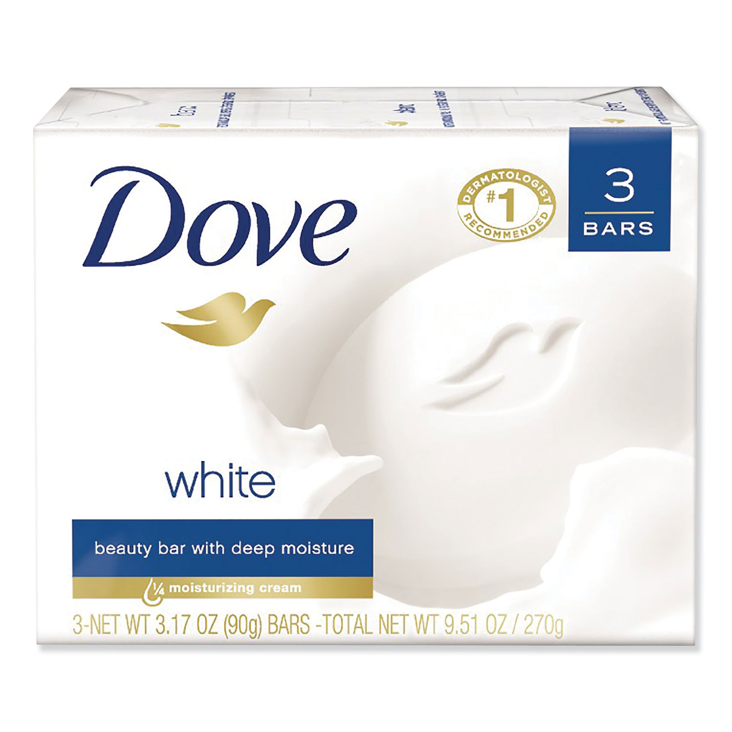  Dove 04090PK White Beauty Bar, Light Scent, 3.17 oz, 3/Pack (UNI04090PK) 
