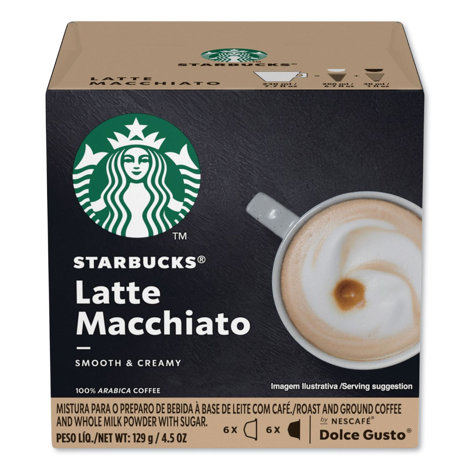  NESCAFÉ Dolce Gusto 94142BX Starbucks Coffee Capsules, Latte Macchiato, 12/Box (NES94142BX) 