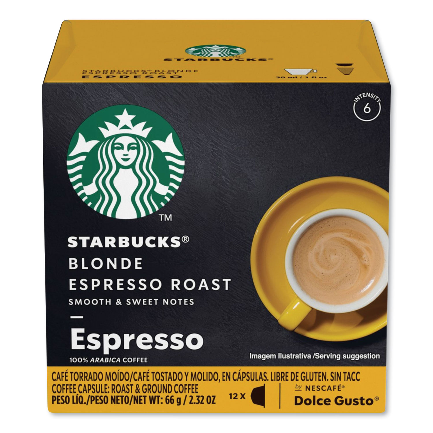  NESCAFÉ Dolce Gusto 94333BX Starbucks Coffee Capsules, Blonde Espresso Roast, 12/Box (NES94333BX) 
