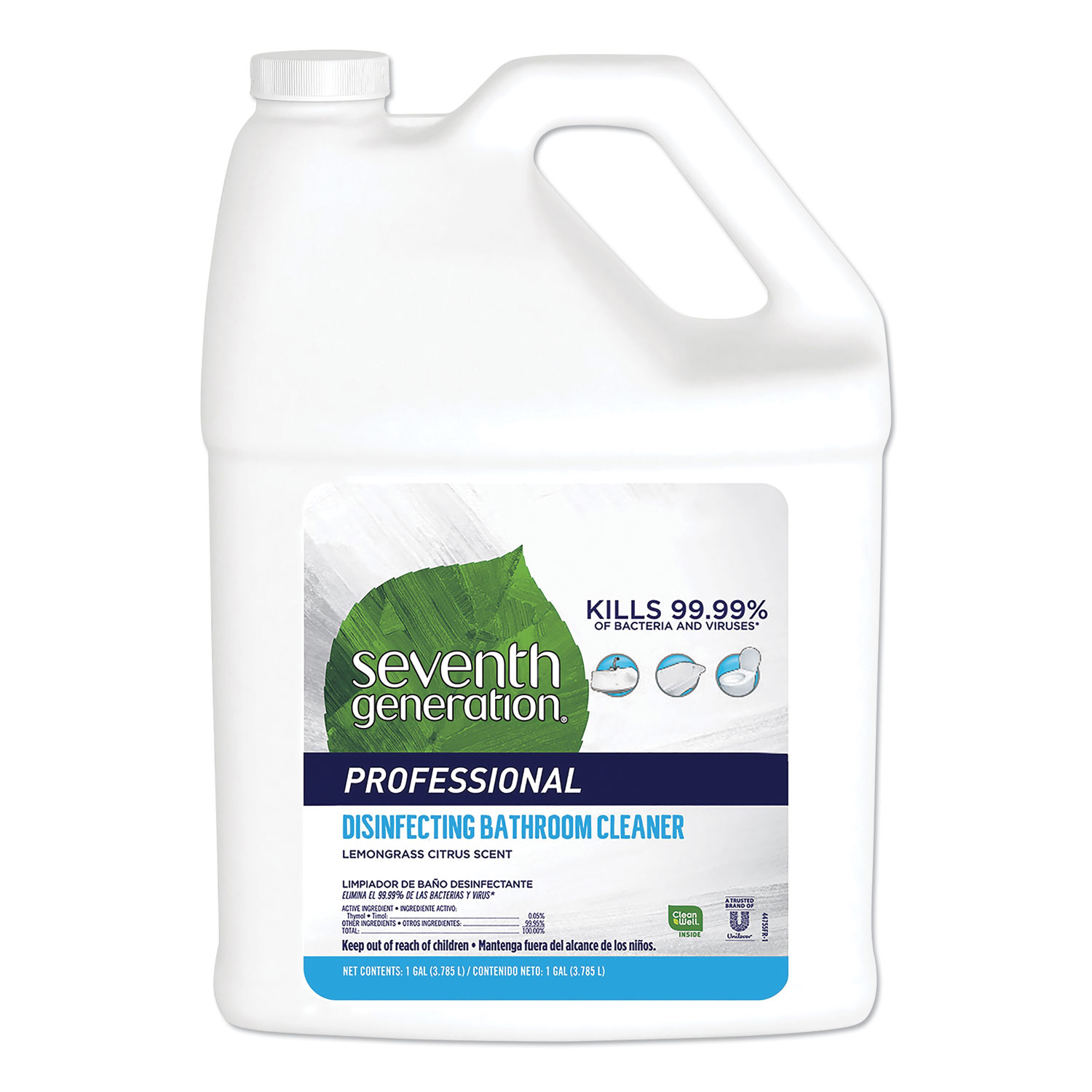  Seventh Generation Professional 44755CT Disinfecting Bathroom Cleaner, Lemongrass Citrus, 1 gal Bottle, 2/Carton (SEV44755CT) 