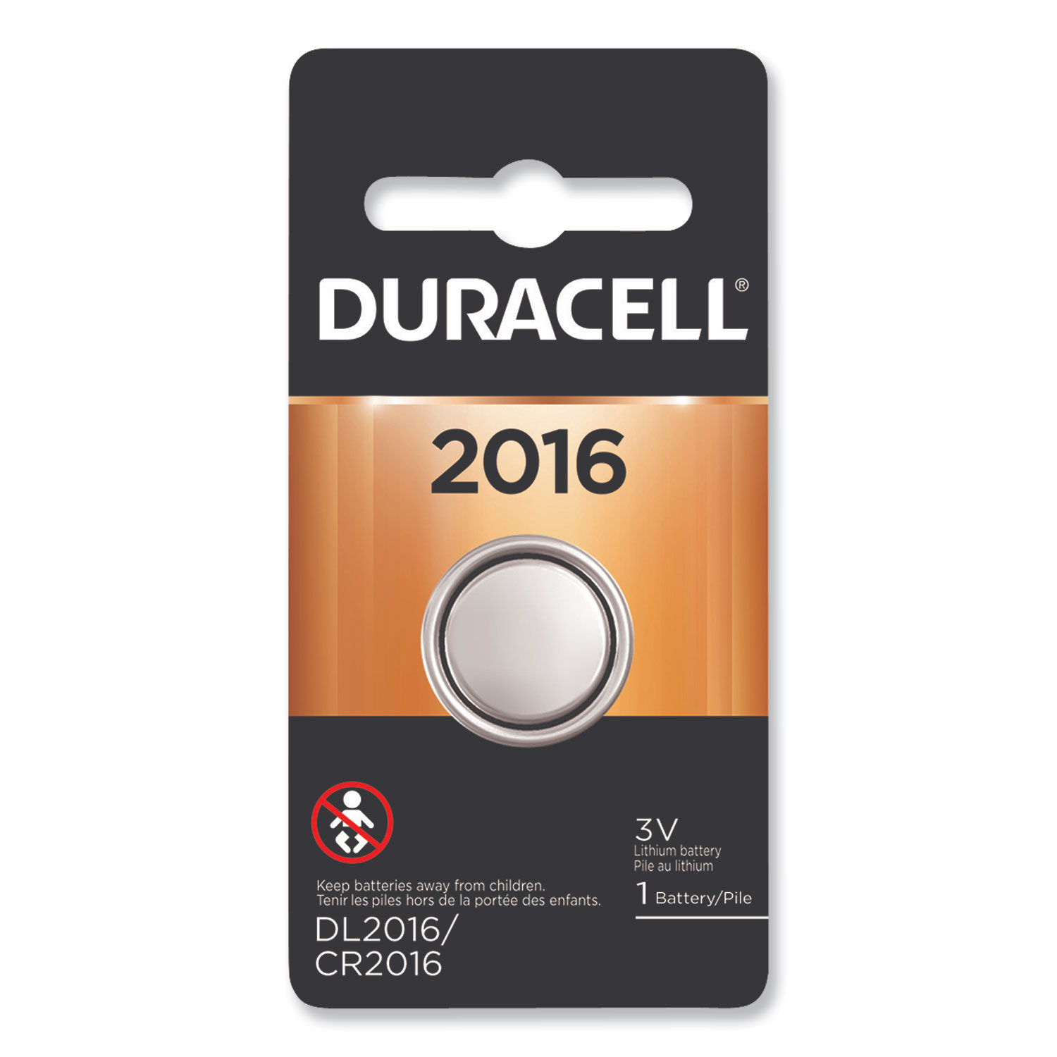  Duracell DL2016BPK Lithium Coin Battery, 2016, 1/Pack (DURDL2016BPK) 