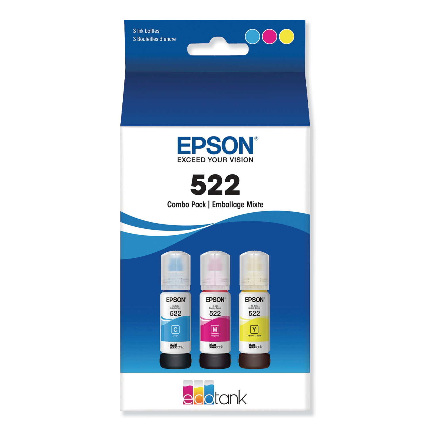 Epson T522520-S T522520-S (T522) Ultra High-Capacity Ink, Cyan/Magenta/Yellow (EPST522520S) 