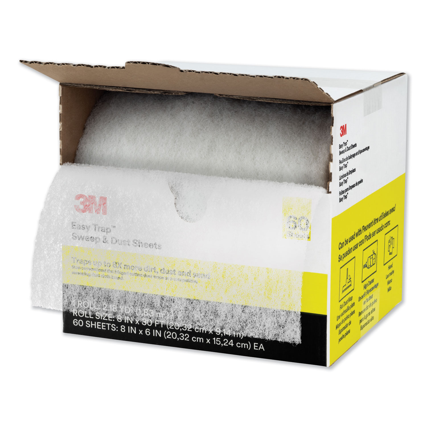 Easy Trap Duster Sweep and Dust Sheets, 8" x 30 ft, White, 60 Sheets/Box, 8 Boxes/Carton