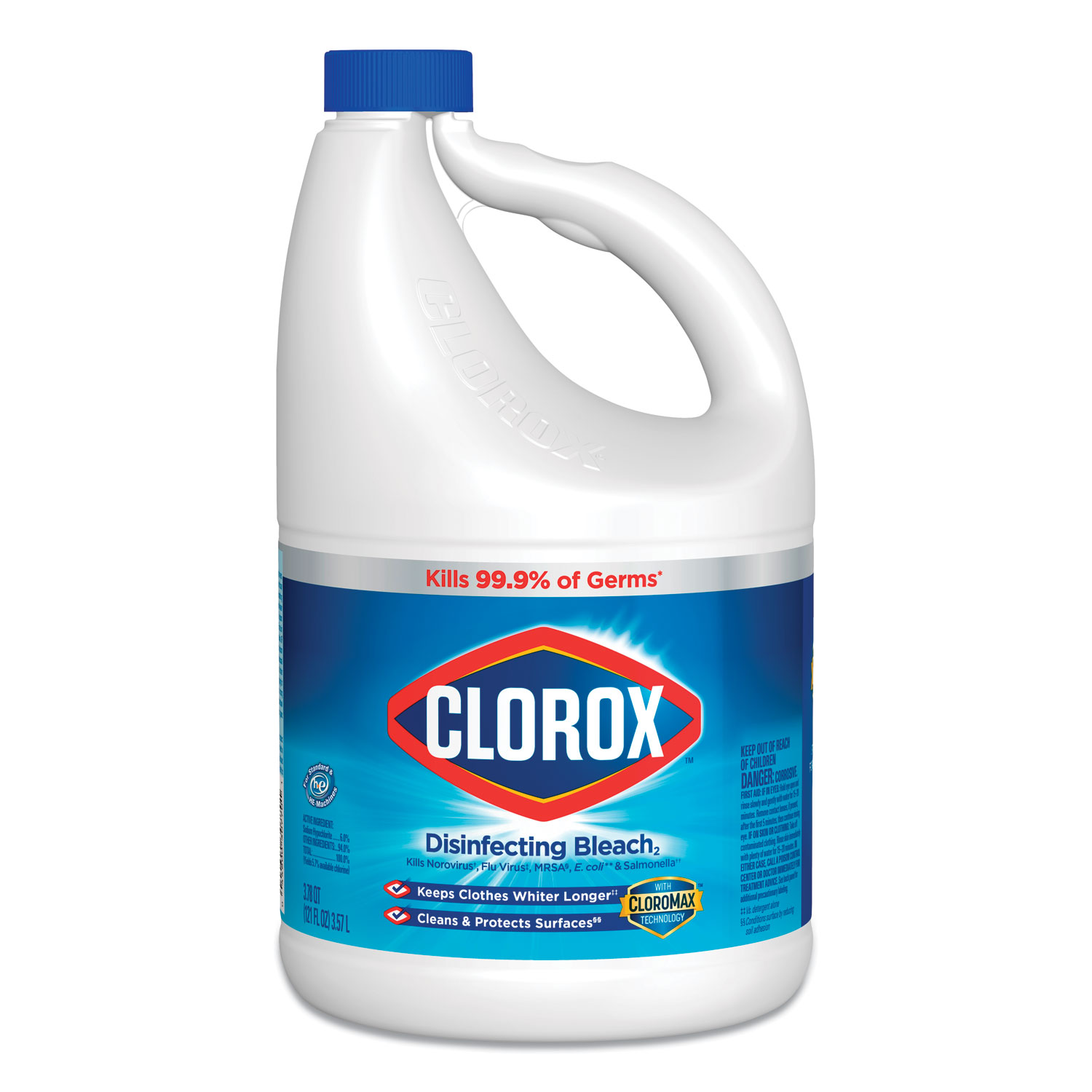  Clorox CLO 30770 Regular Bleach with CloroMax Technology, 121 oz Bottle, 3/Carton (CLO30770) 