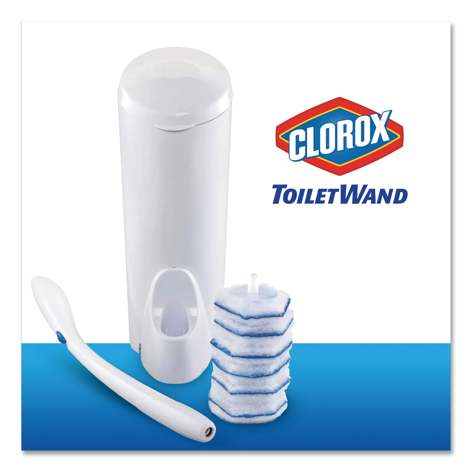 Clorox 03191 Toilet Wand Disposable Toilet Cleaning Kit: Handle, Caddy & Refills, White (CLO03191) 