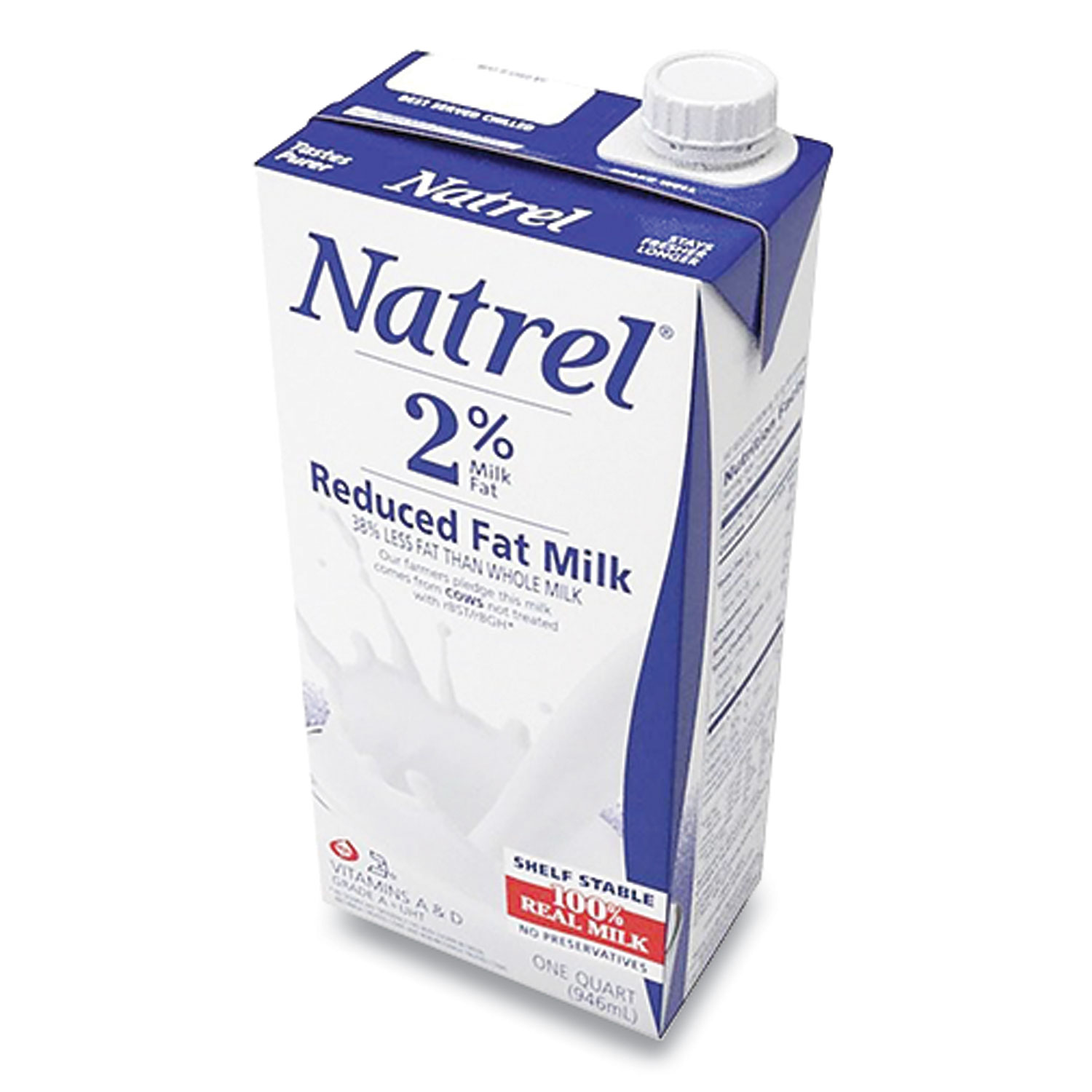  Natrel PAU93048 Milk, 2% Reduced Fat, 32 oz Resealable Tetra Bottle, 12/Carton (AGO169783) 