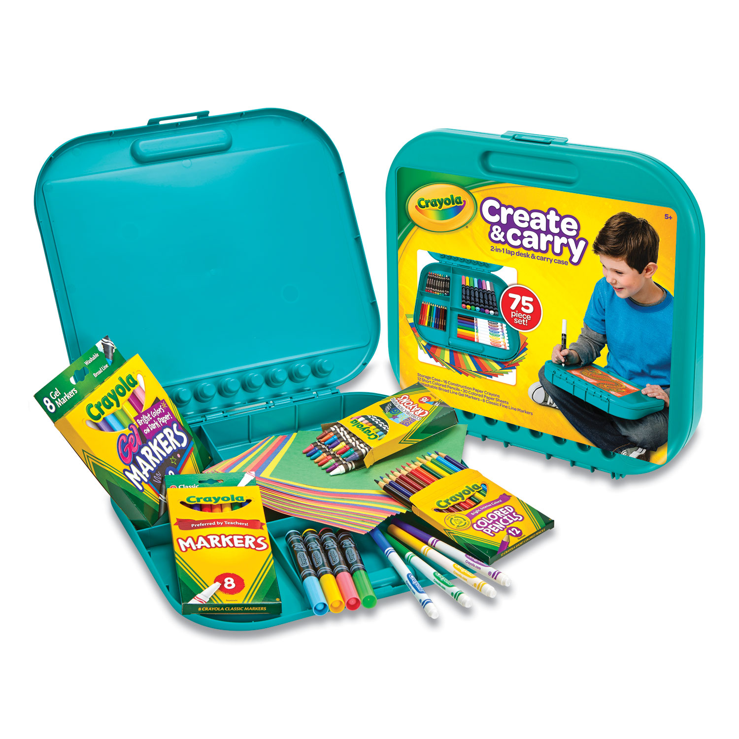 Crayola 04-6814 Create & Carry 2 in 1 Lap Desk and Carry Case 75 Piece Set  for Ages 5+ - Dutch Goat