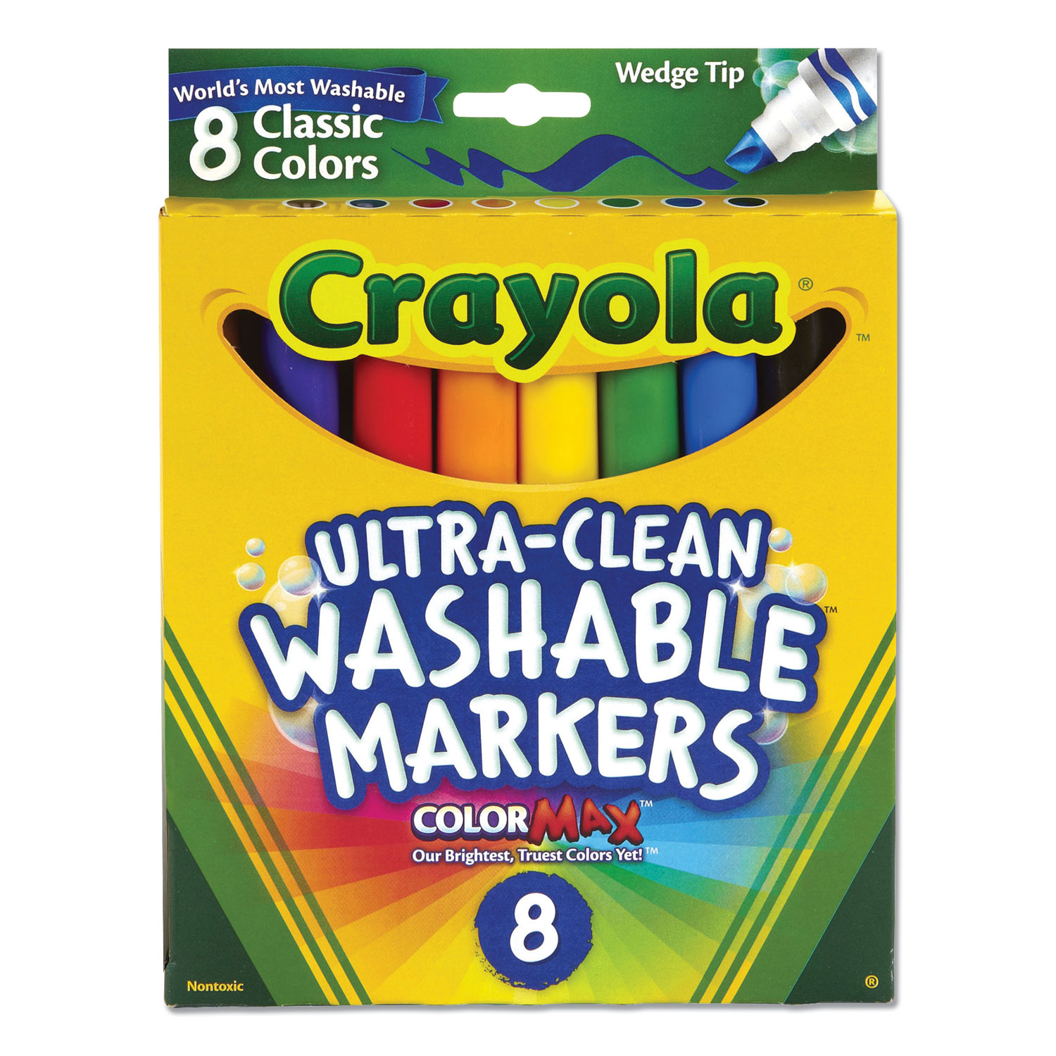 Ultra-Clean Washable Markers, Fine/Broad Wedge/Chisel Tips, Assorted Colors, 8/Box