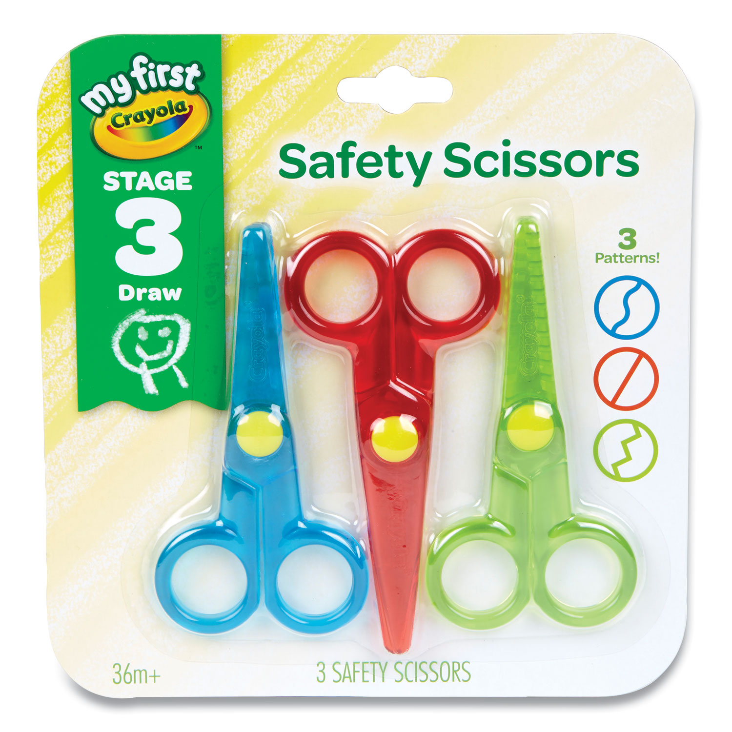 Crayola® My First Crayola Safety Scissors, Rounded Tip, Assorted Straight Handles, 3/Pack