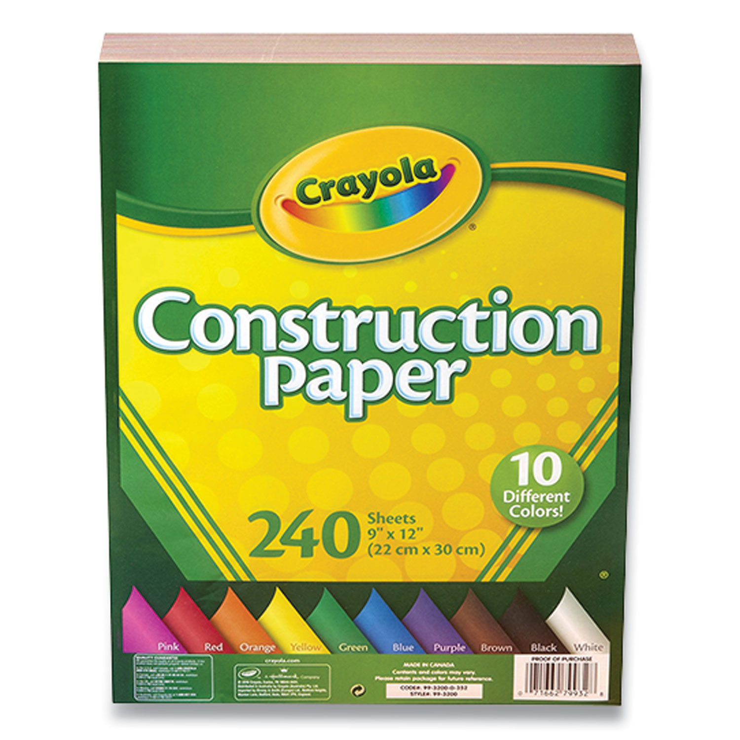 Crayola® Construction Paper, 9 x 12, Assorted Colors, 240 Sheets/Pack, 2 Packs/Box
