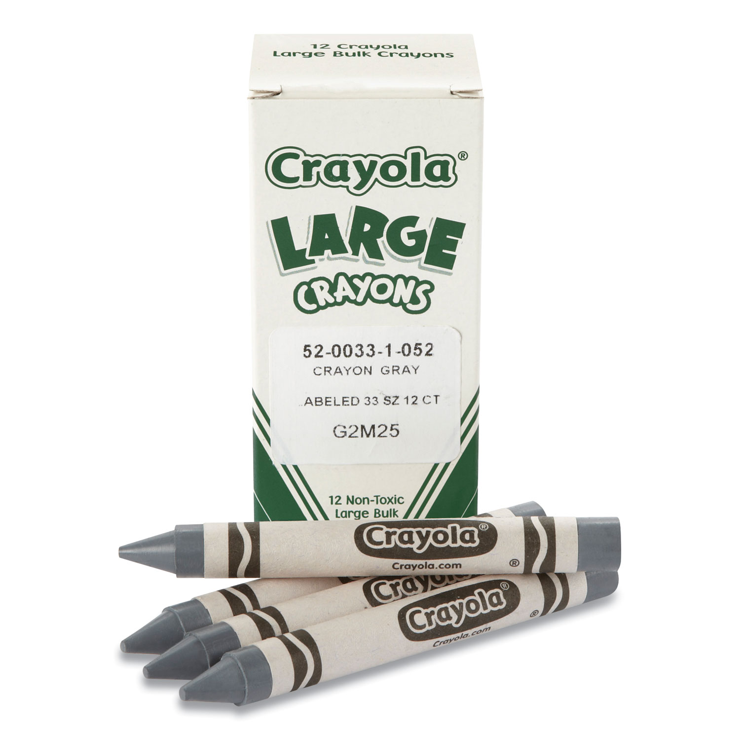 Crayola® Large Crayons, Gray, 12/Box