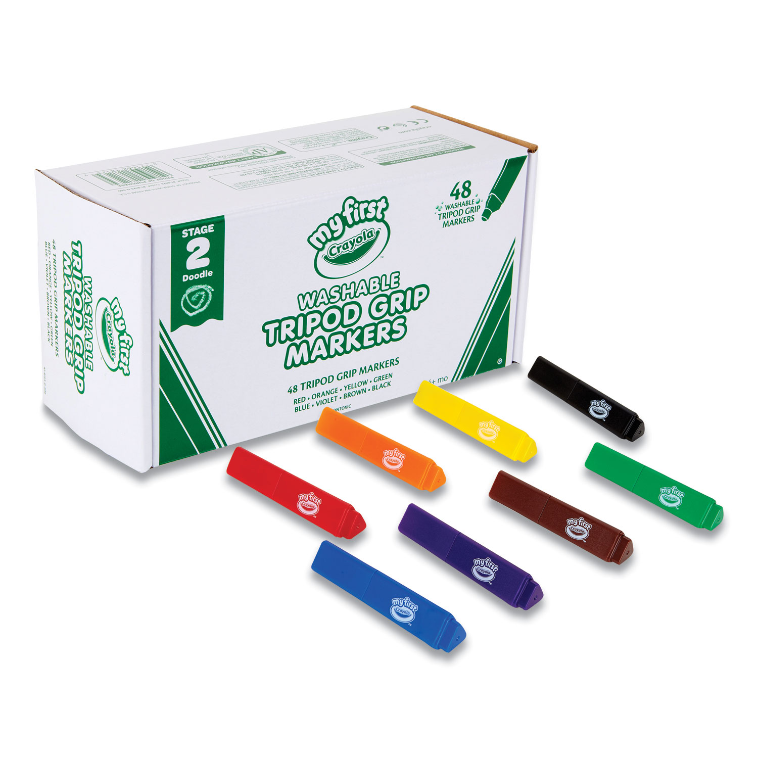 Crayola® My First Triangular Marker, Broad Bullet Tip, Assorted Colors, 8/Set, 6 Sets/Pack