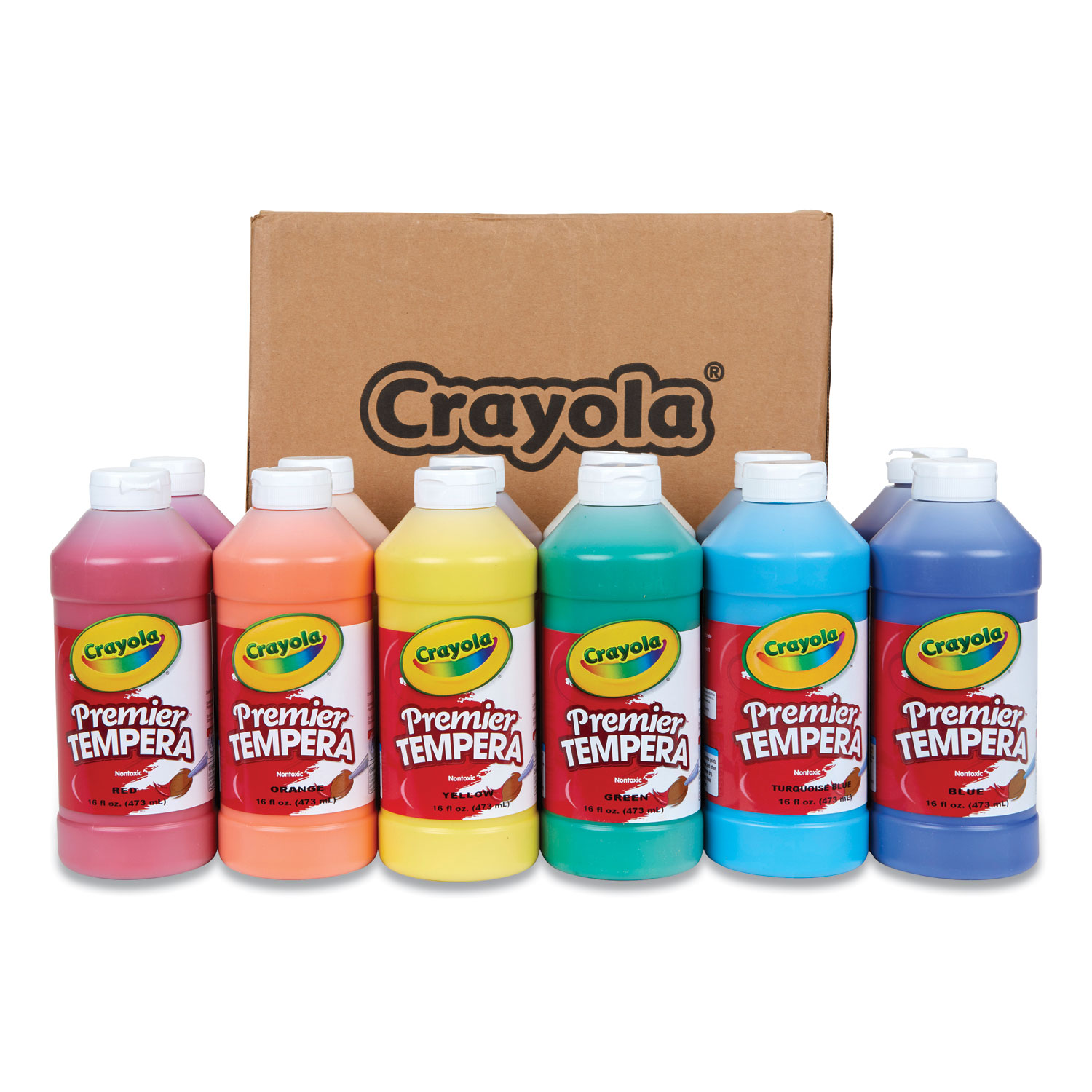 Crayola 54-8516 Premier Tempera Paint, 12 Assorted Colors, 16 oz, 12/Set (CYO24326283) 