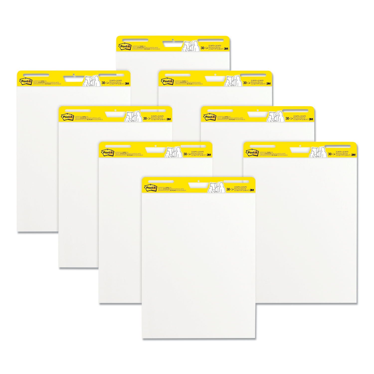 Post-it Self-Stick Easel Pads, Quadrille (1 sq/in), 25 x 30, White, 30 Sheets, 6/Pack