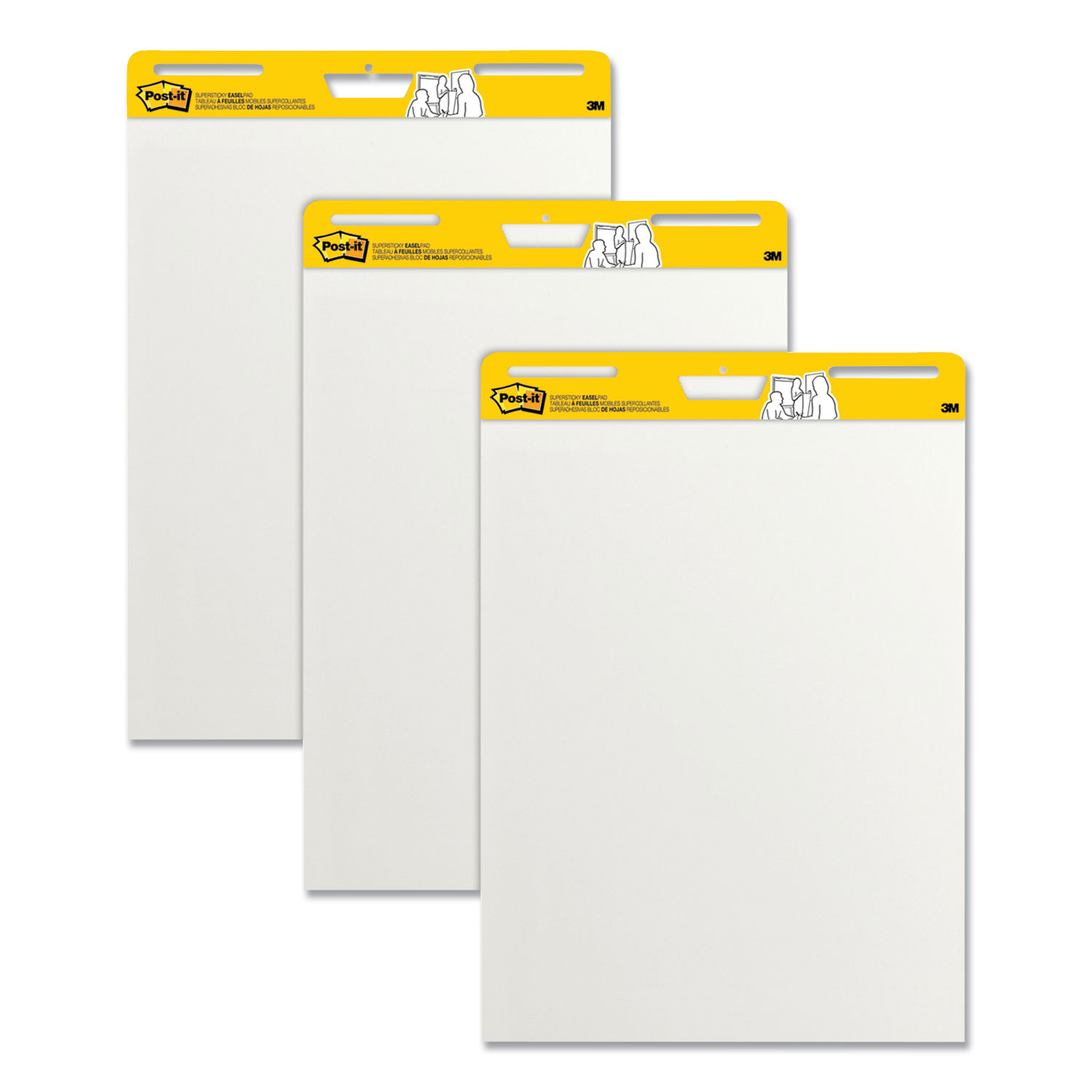 Post-it® Easel Pads Super Sticky Self-Stick Easel Pads, 25 x 30, White, 30 Sheets, 3/Pack