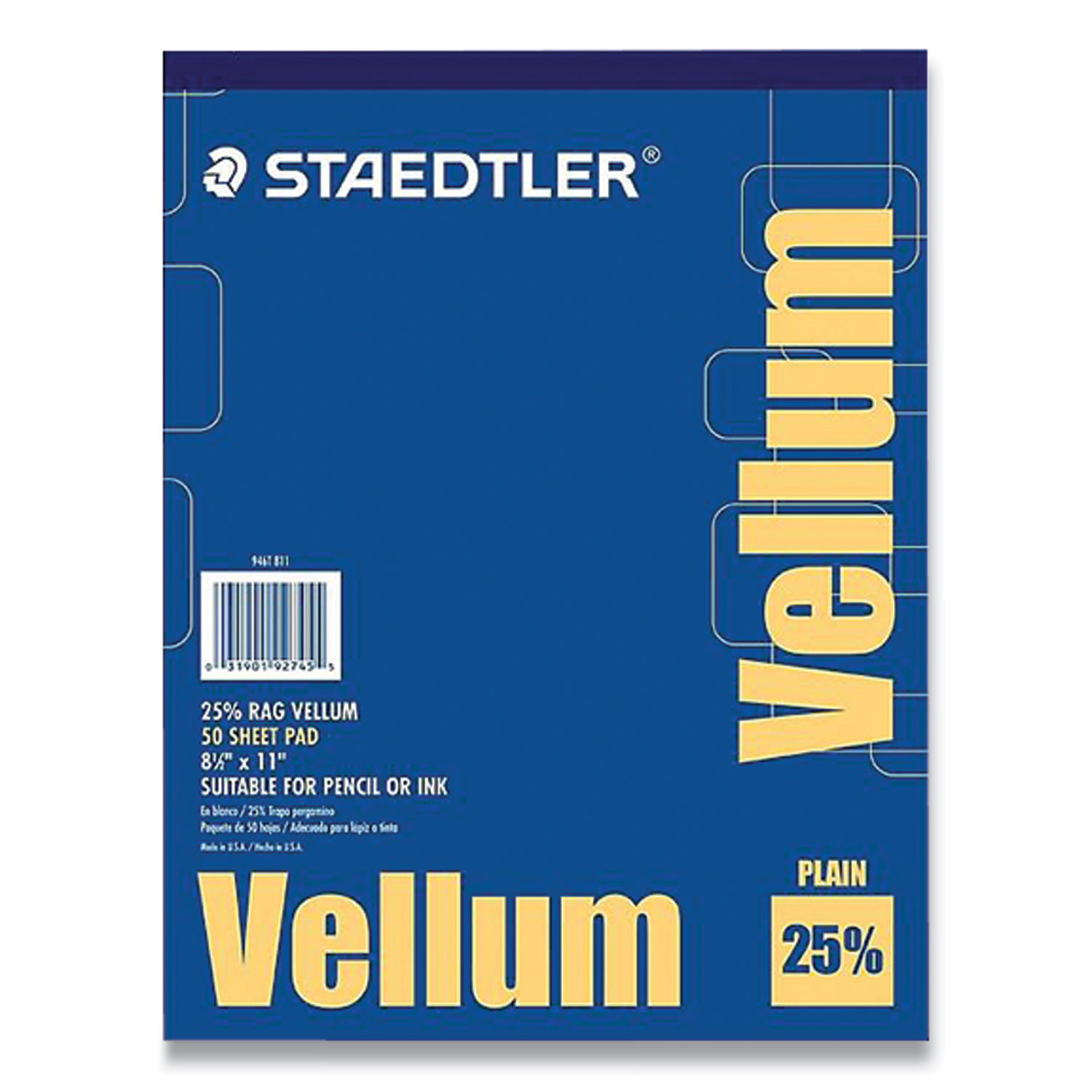  Staedtler 946T 811 Vellum Tracing Paper, 8.5 x 11, White, 50/Pad (STD484830) 