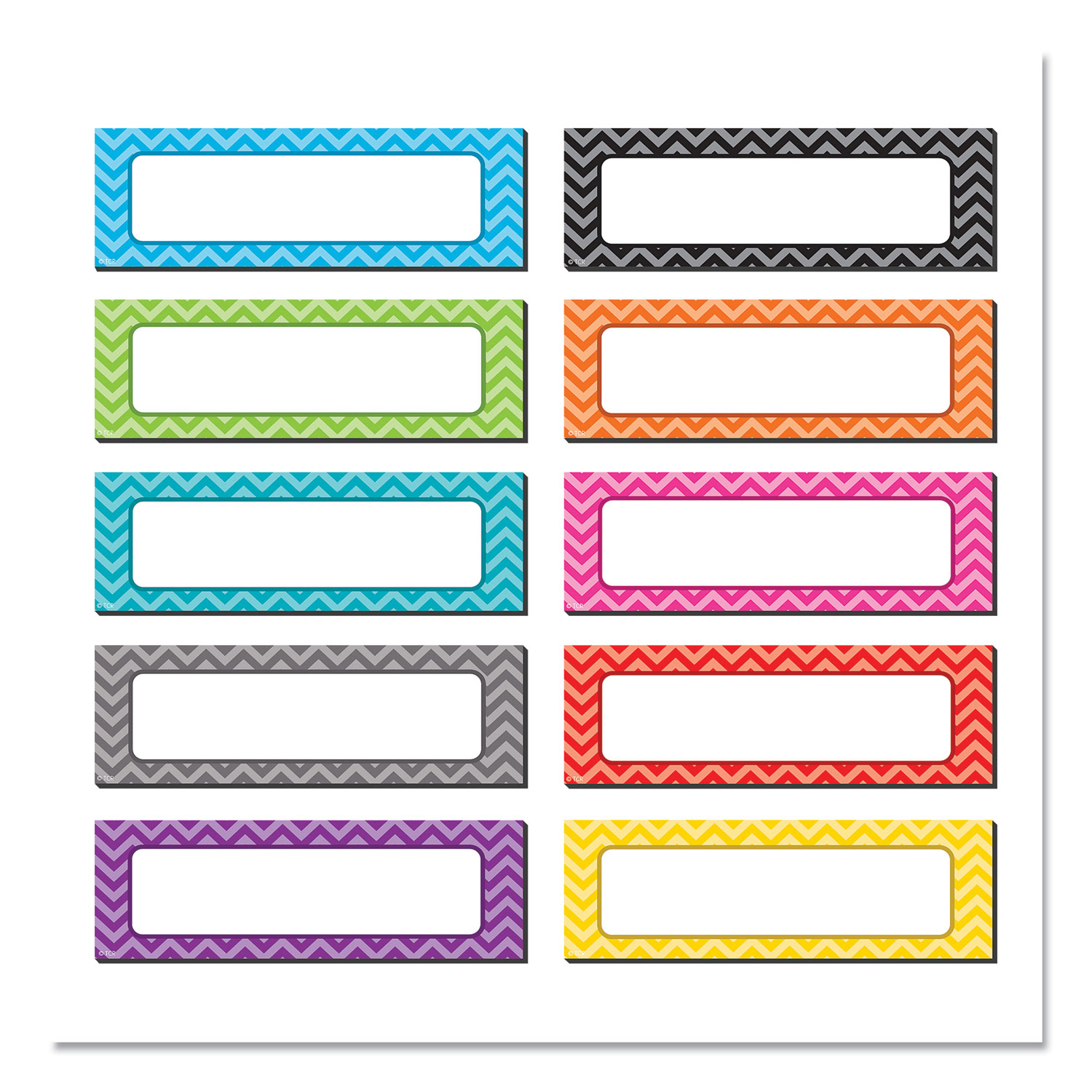  Teacher Created Resources TCR77204 Chevron Labels Magnetic Accents, 10 Assorted Colors, 4.75 x 1.5, 20/Pack (TCR2696332) 