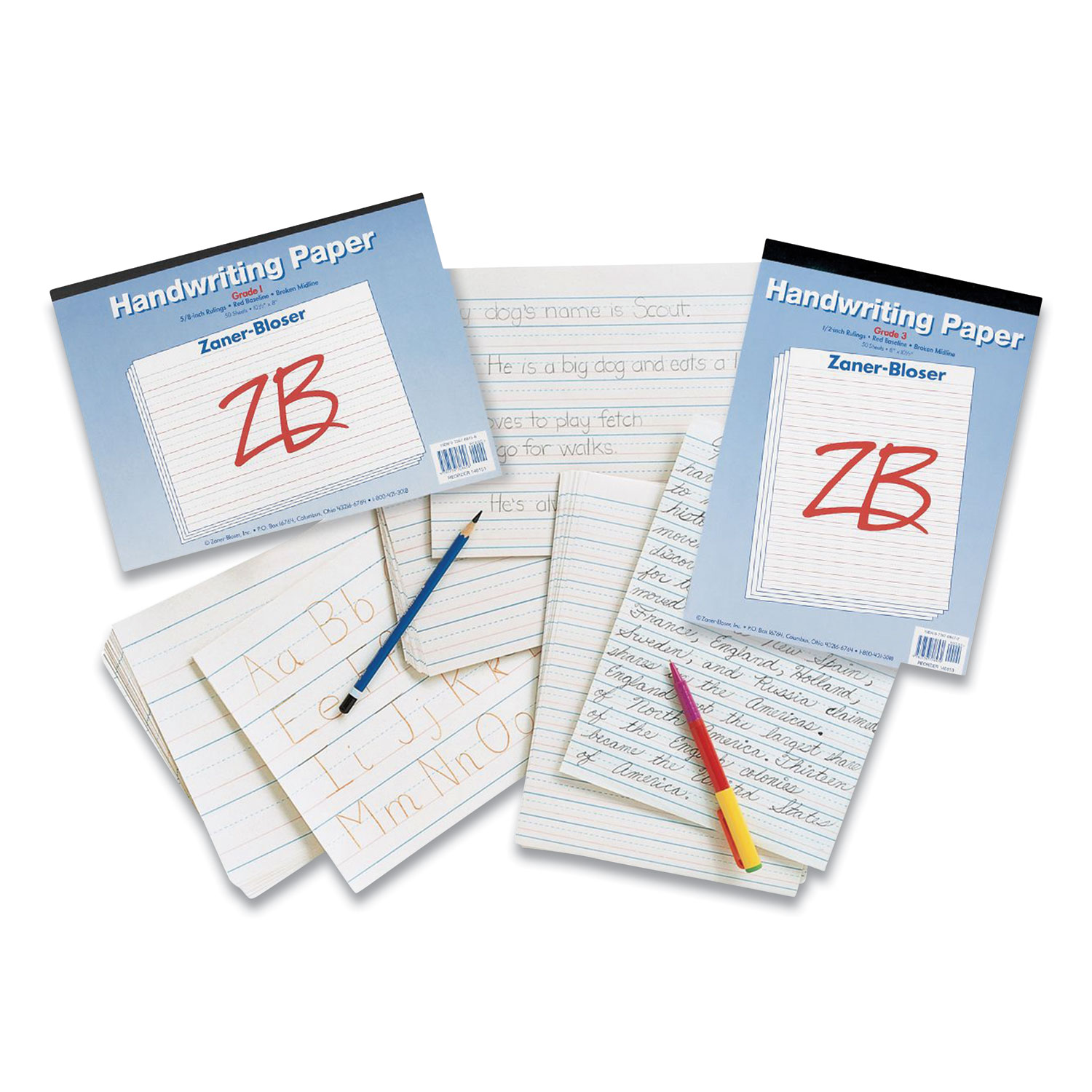 Multi-Program Handwriting Paper, 30 lb Bond Weight, 3/4 Long Rule,  Two-Sided, 8 x 10.5, 500/Pack - Reliable Paper