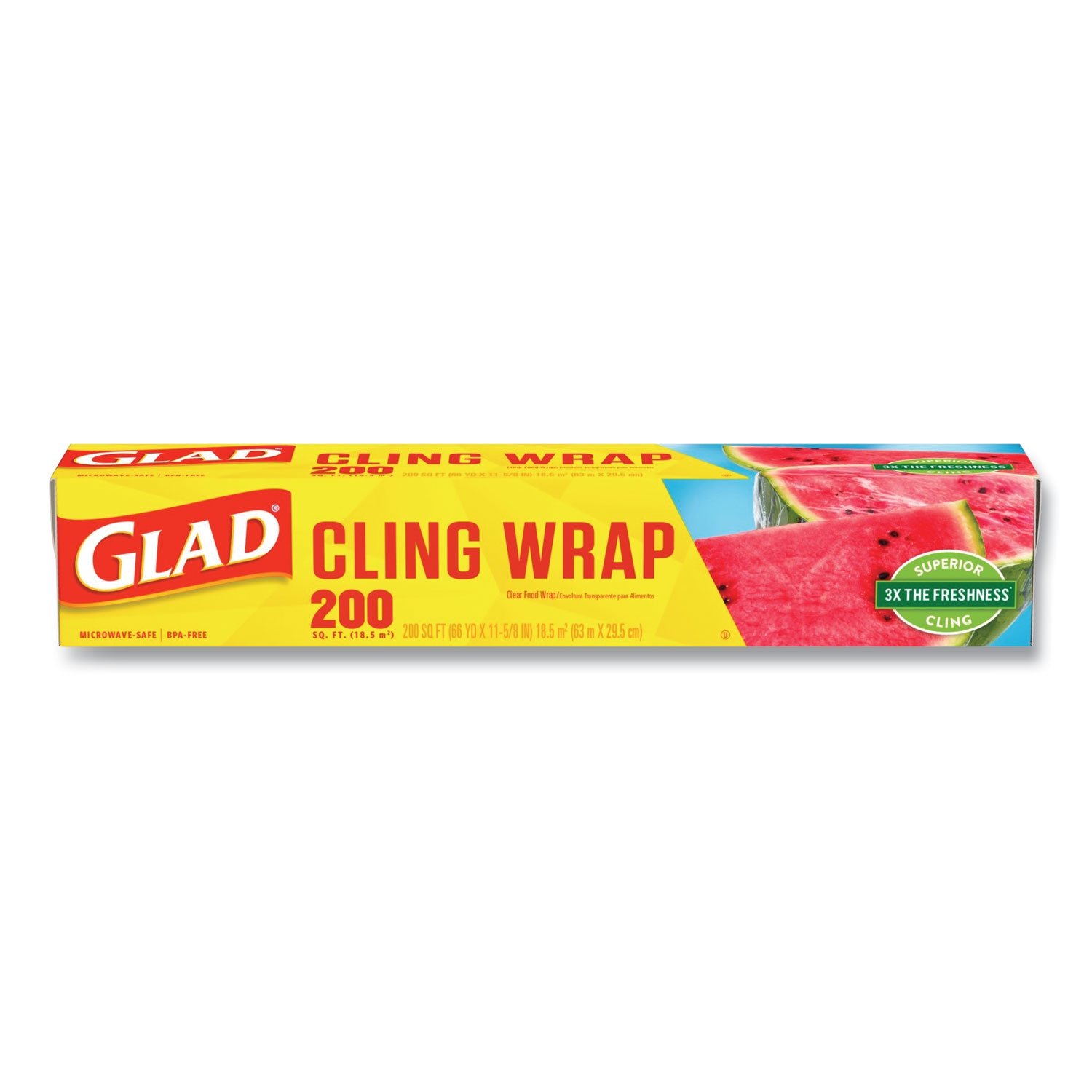  Glad 20 ClingWrap Plastic Wrap, 200 Square Foot Roll, Clear, 12/Carton (CLO00020CT) 