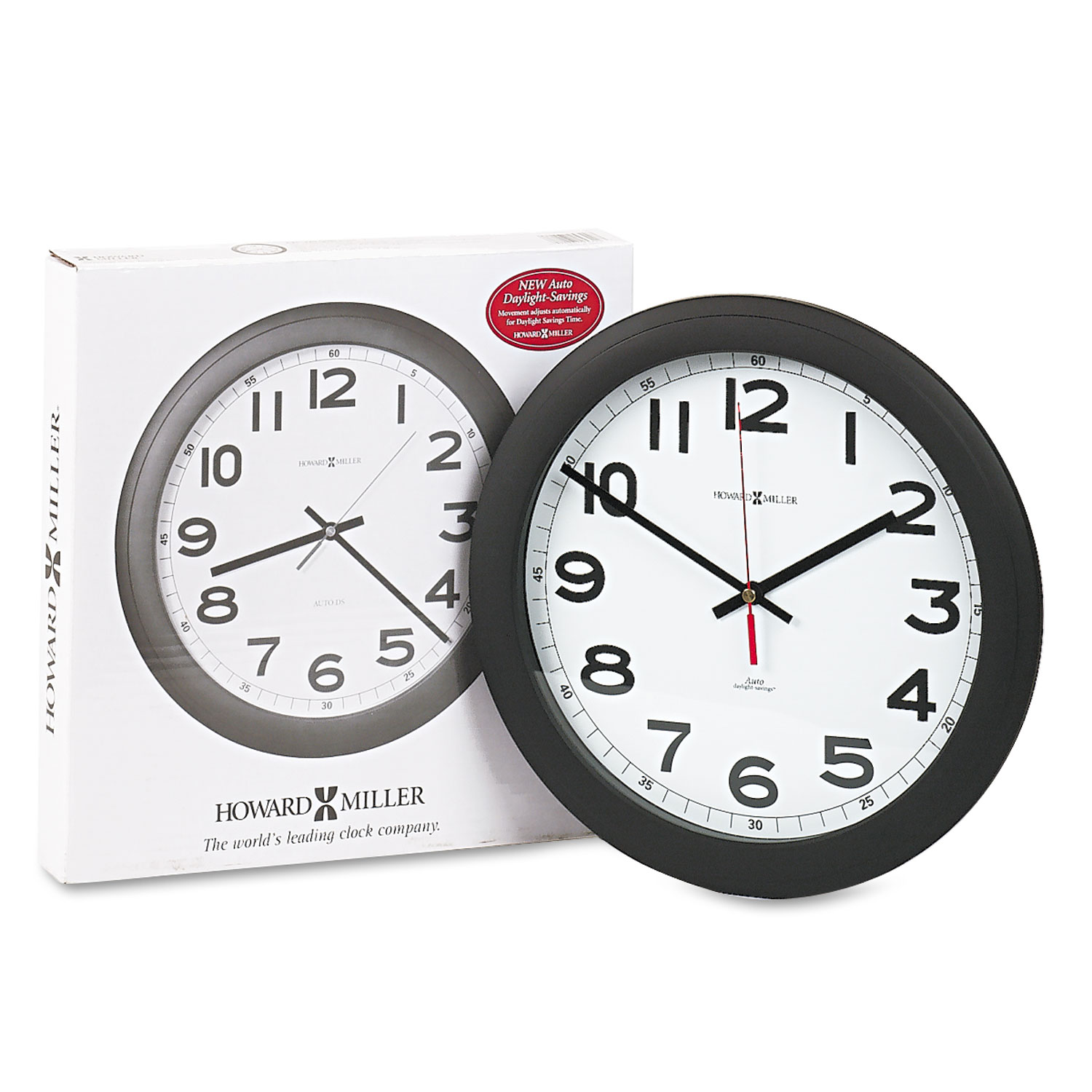 Norcross Auto Daylight-Savings Wall Clock, 12-1/4, Black, 1 AA