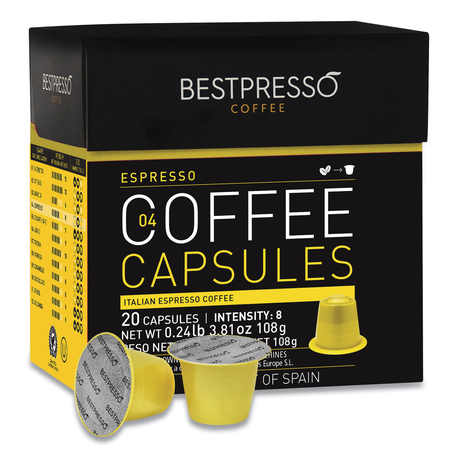  Bestpresso BST10416 Nespresso Italian Espresso Pods, Intensity: 8, 20/Box (BPS2092401) 