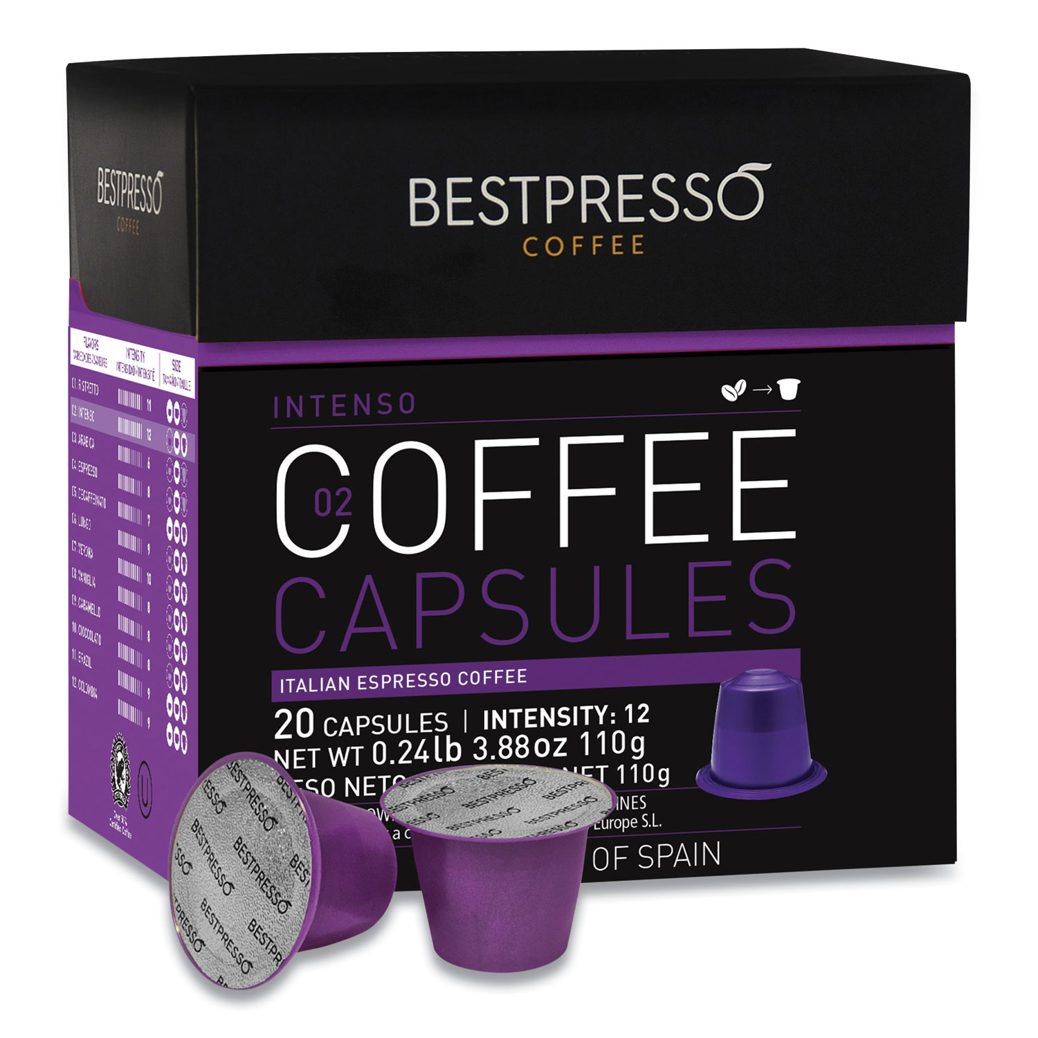  Bestpresso BST10413 Nespresso Intenso Italian Espresso Pods, Intensity: 12, 20/Box (BPS2092684) 