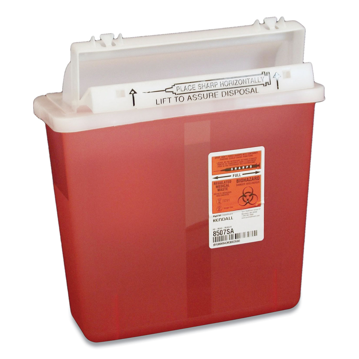  Covidien K5SS1007SA Sharps Containers, Polypropylene, 5 qt, Red, 5/Box (CVD1928747) 