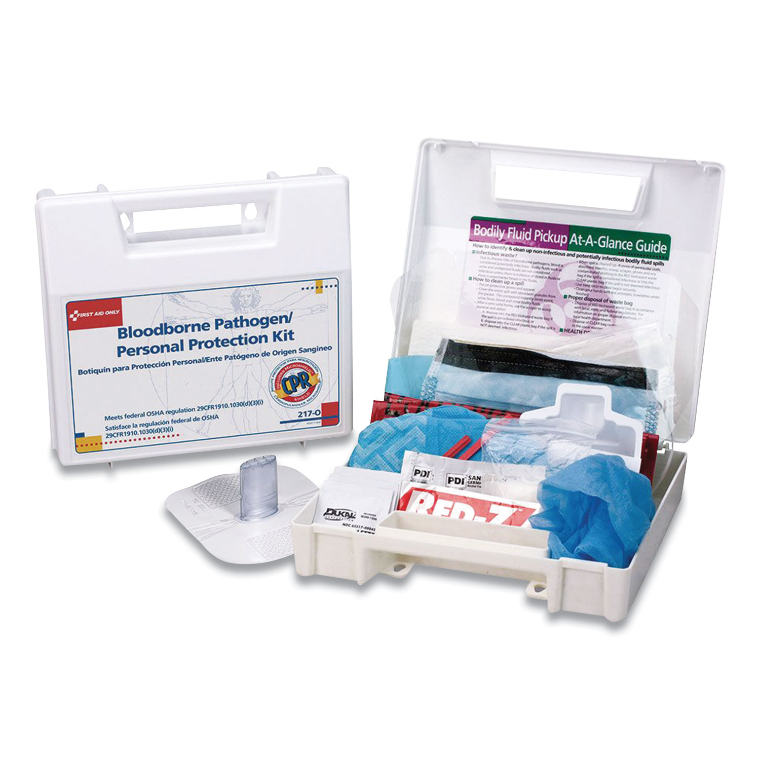  First Aid Only 217-O Bloodborne Pathogen and Personal Protection Kit with Microshield, 26 Pieces (FAO71277) 