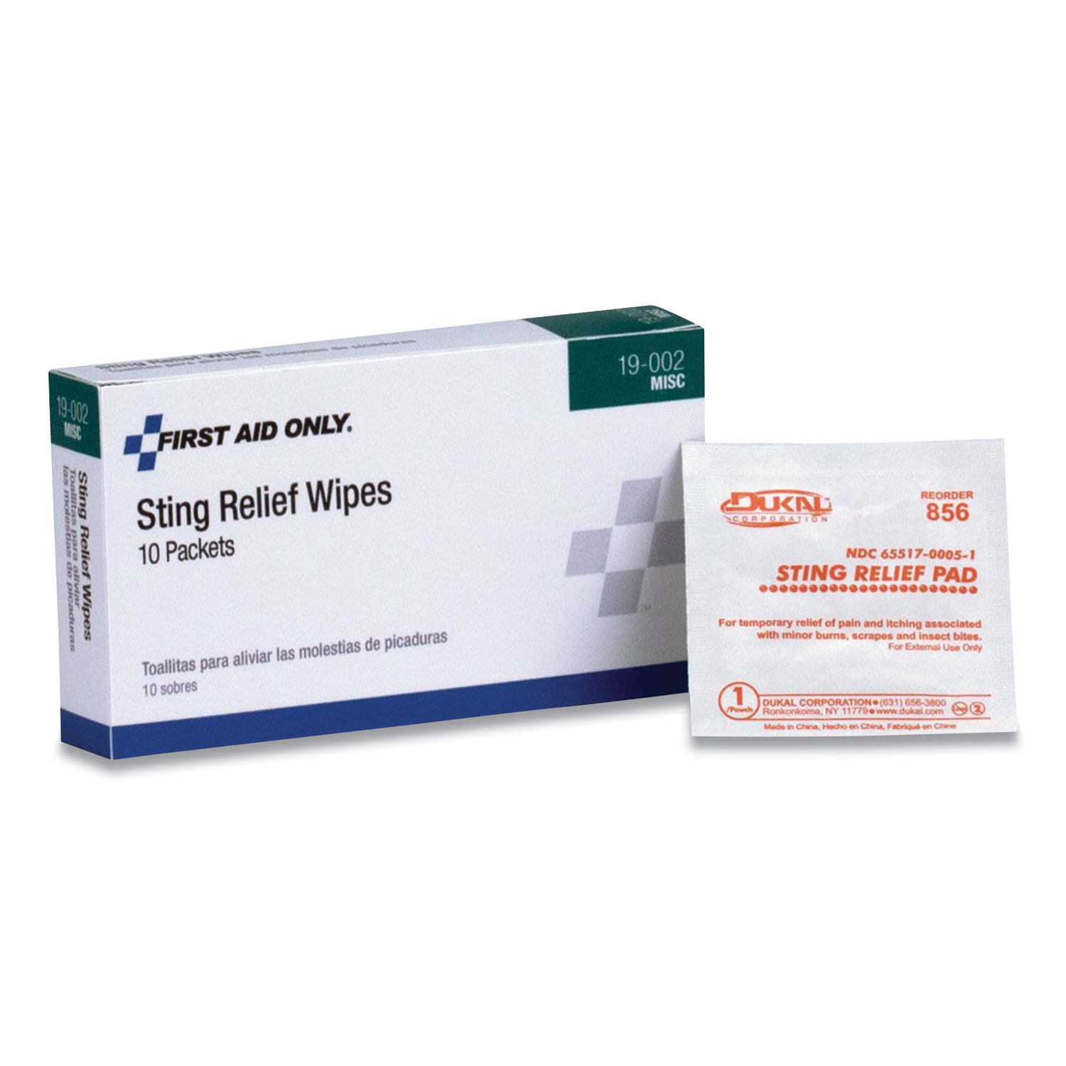  First Aid Only 19-002/A301 Sting Relief Pads, 10/Box (FAO71282) 