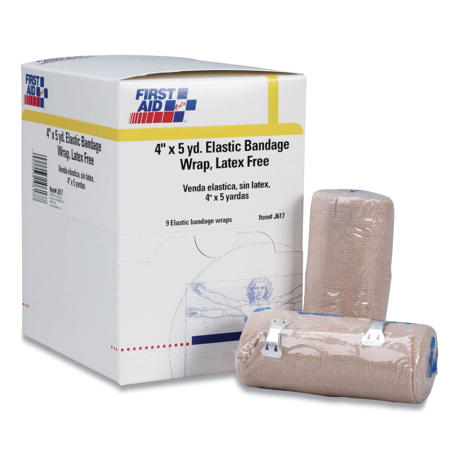 First Aid Only™ Reusable Elastic Bandage Wrap, 4 x 15 ft, 9/Box